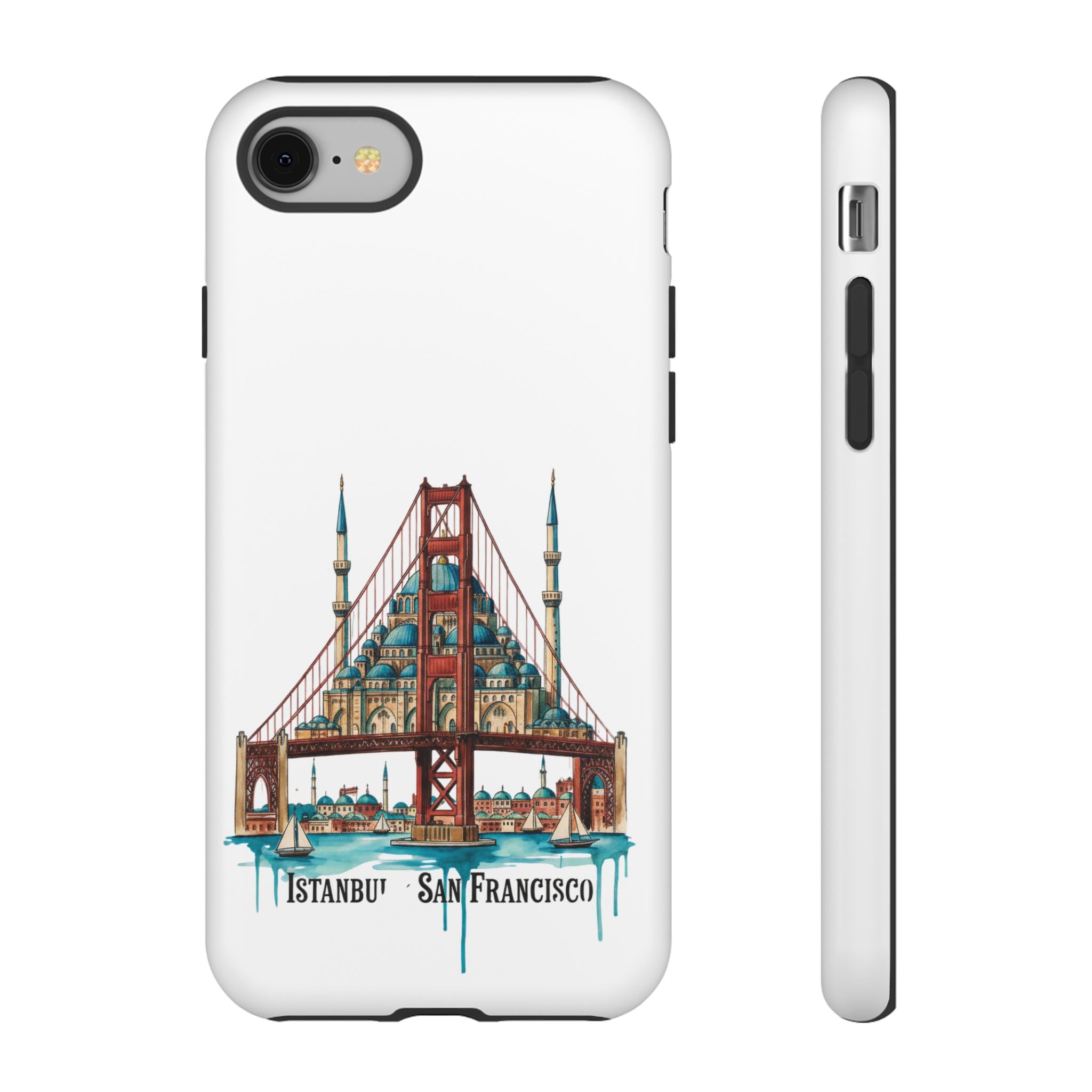 City Bridge Phone Case — Istanbul × San Francisco Illustrated Travel Design