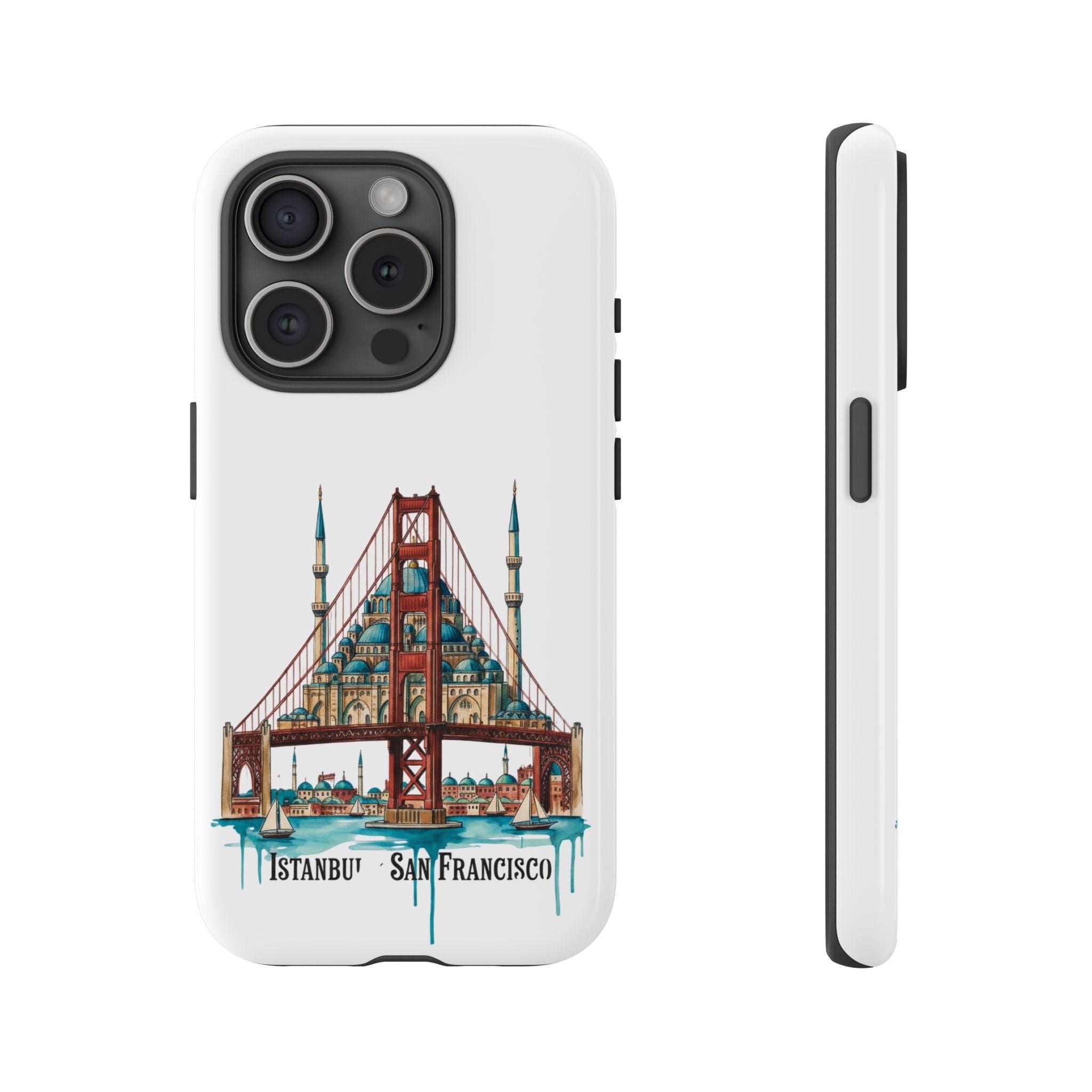 City Bridge Phone Case — Istanbul × San Francisco Illustrated Travel Design