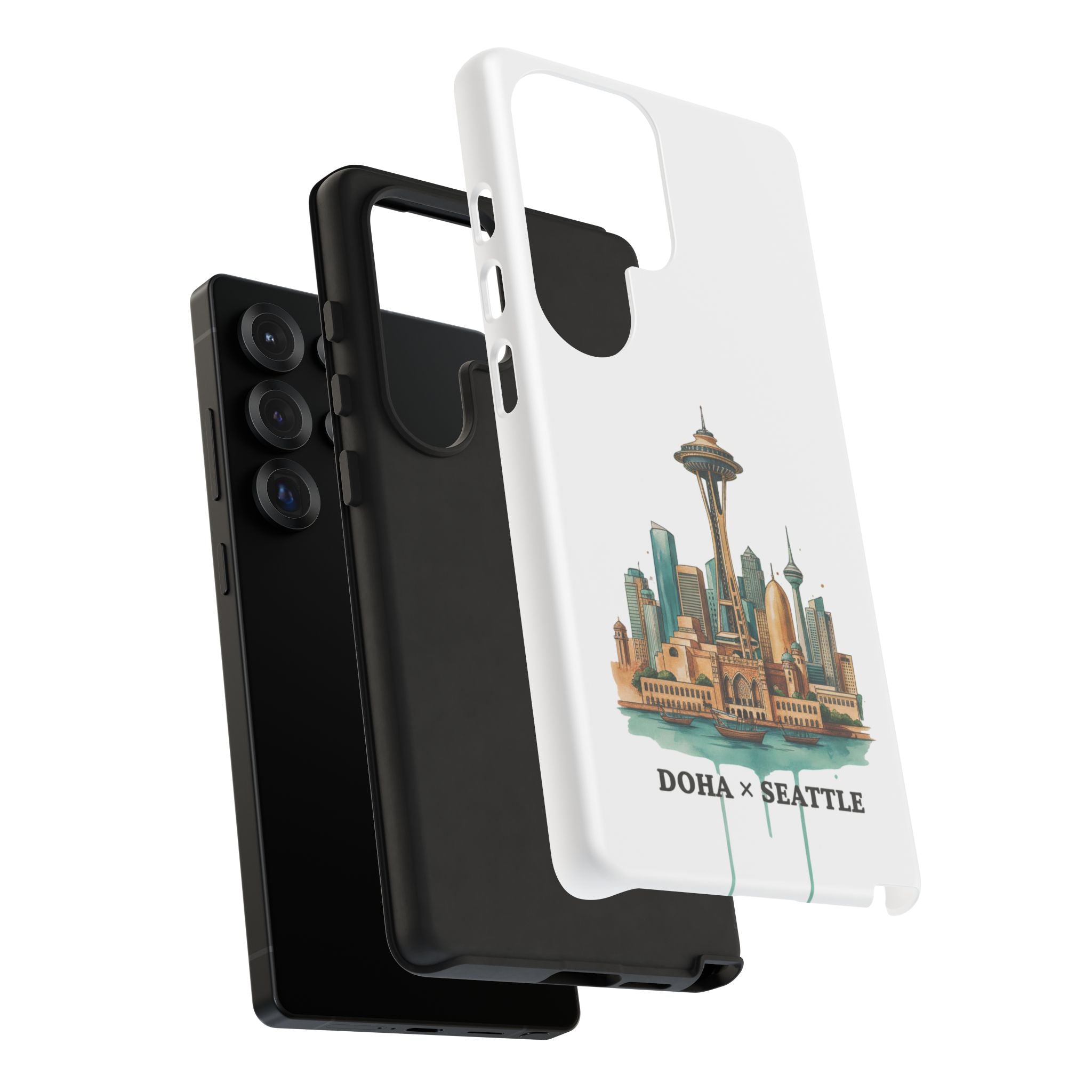 Doha x Seattle Skyline Tough Phone Case — Cityscape Protective Phone Cover