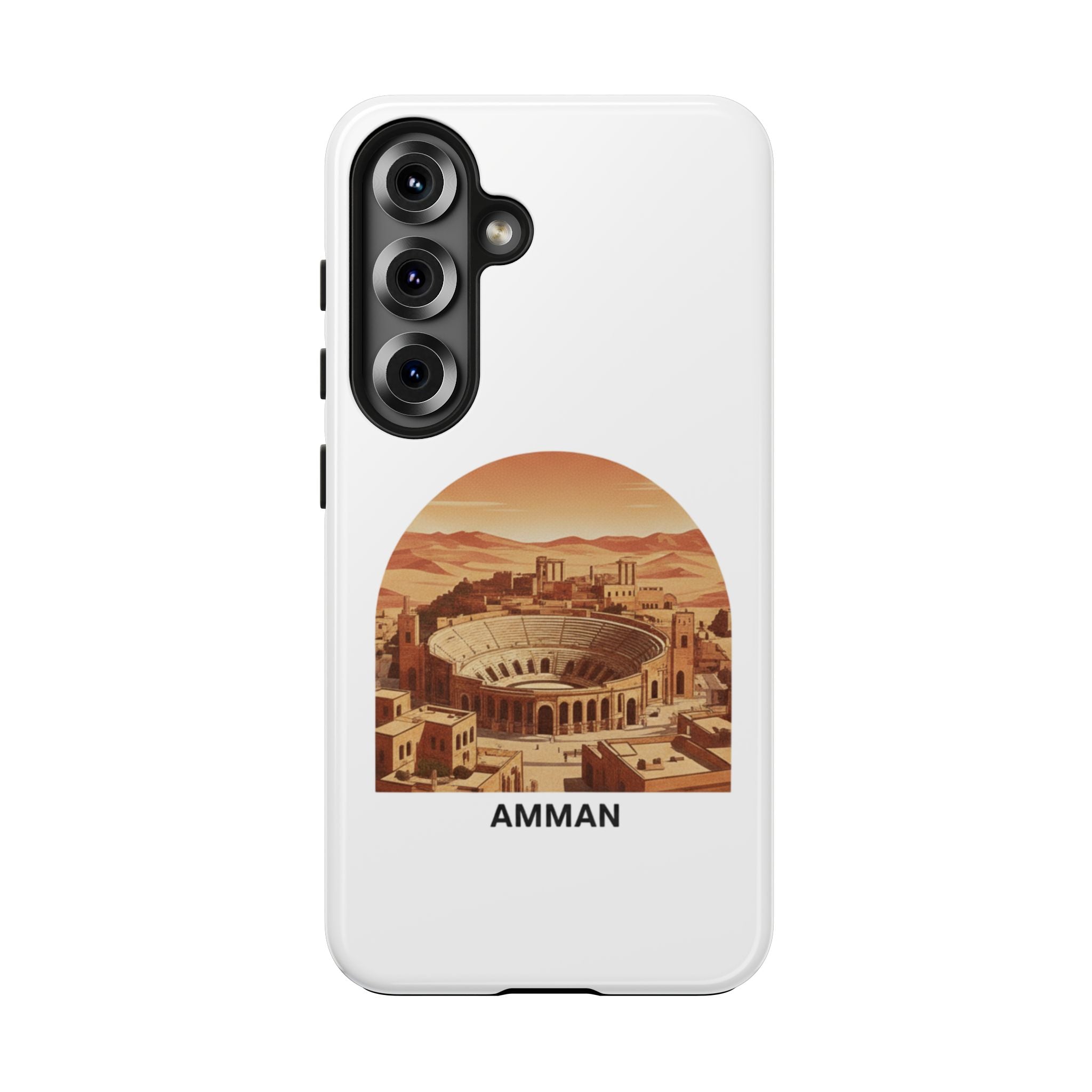 Amman Coliseum Tough Phone Case — Vintage Desert Cityscape Protective Cover
