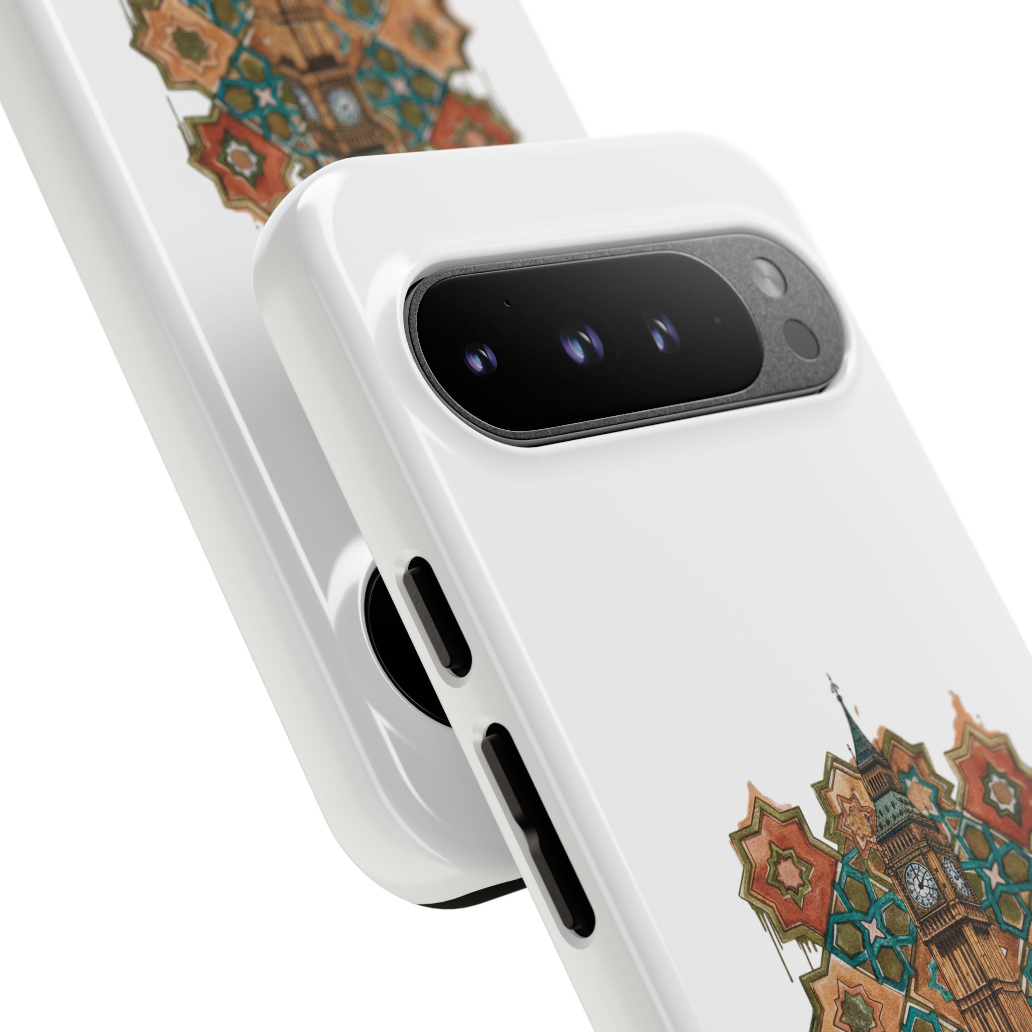 Cairo × London Phone Case — Vintage Mosaic Pyramids & Big Ben Travel Design