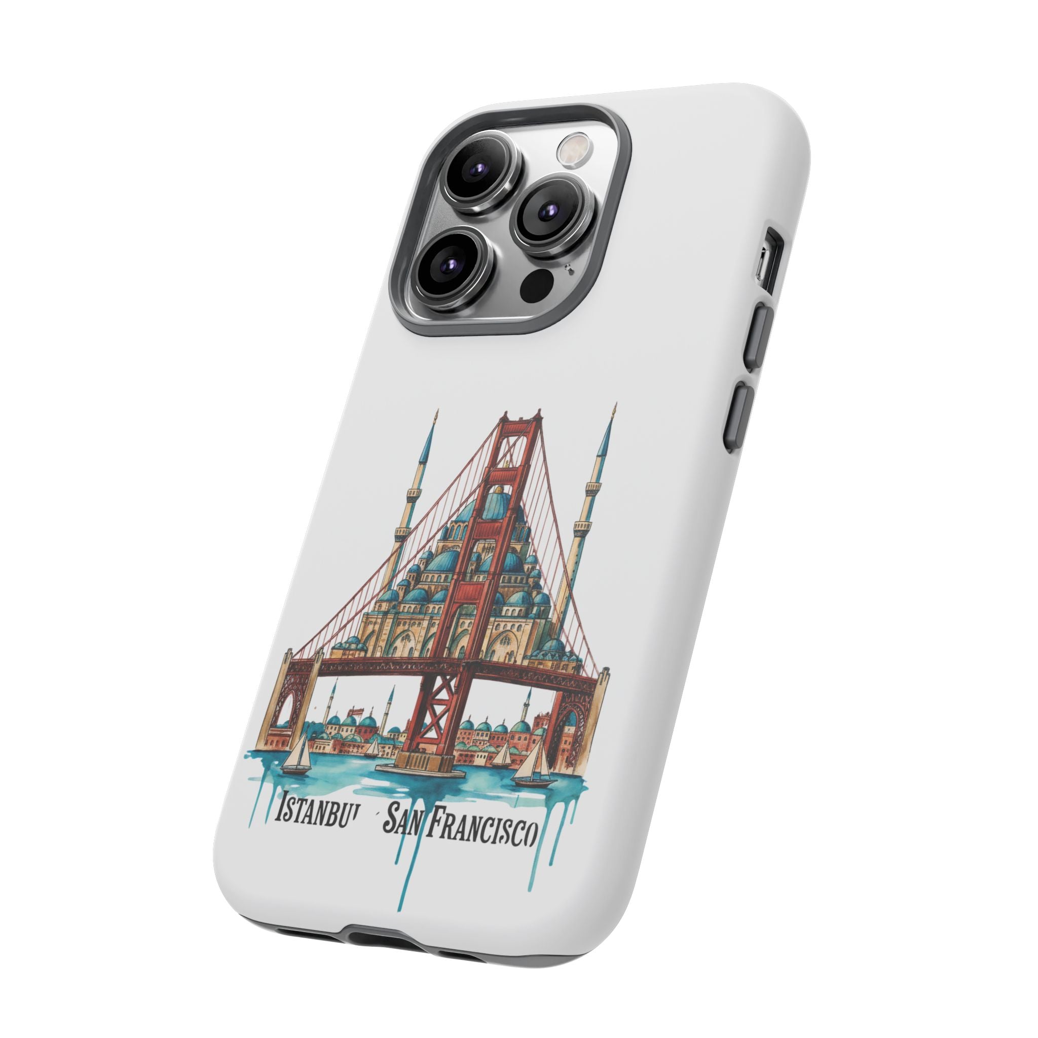 City Bridge Phone Case — Istanbul × San Francisco Illustrated Travel Design