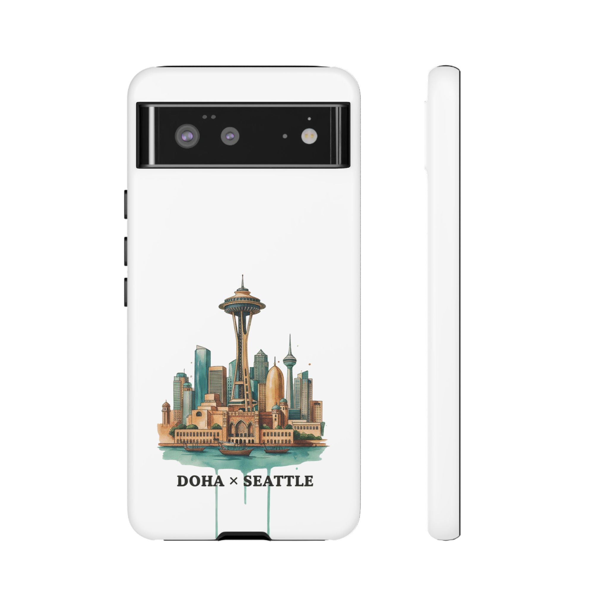 Doha x Seattle Skyline Tough Phone Case — Cityscape Protective Phone Cover