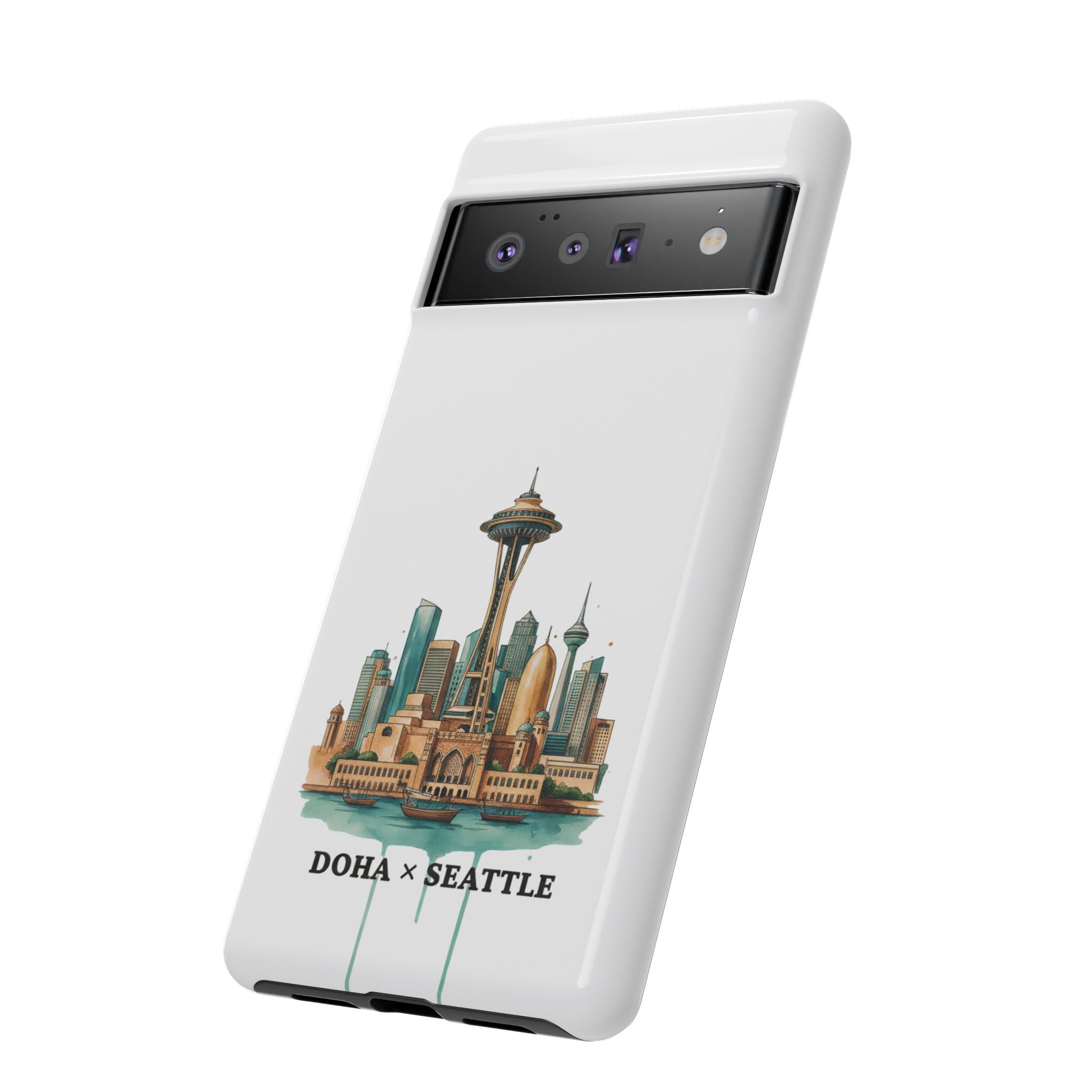 Doha x Seattle Skyline Tough Phone Case — Cityscape Protective Phone Cover