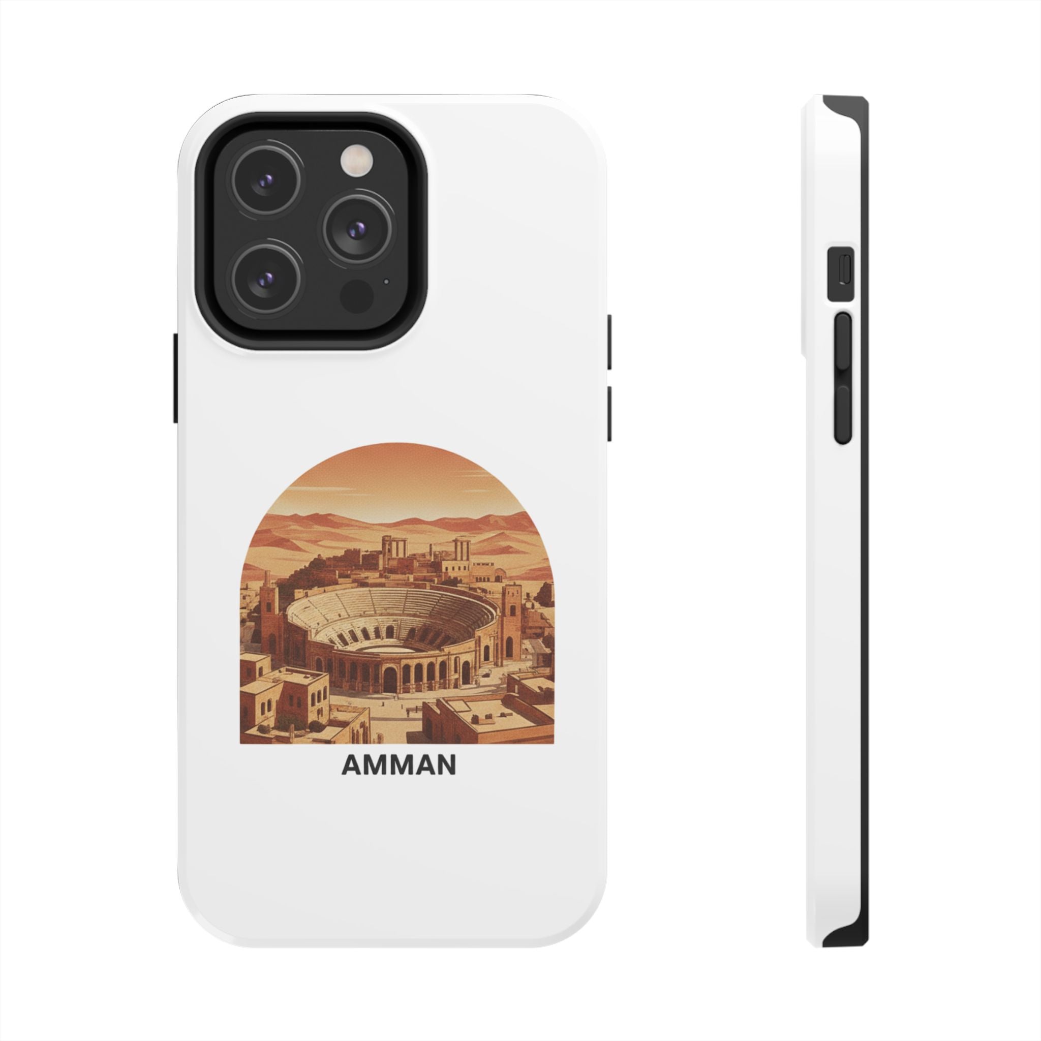 Amman Coliseum Tough Phone Case — Vintage Desert Cityscape Protective Cover