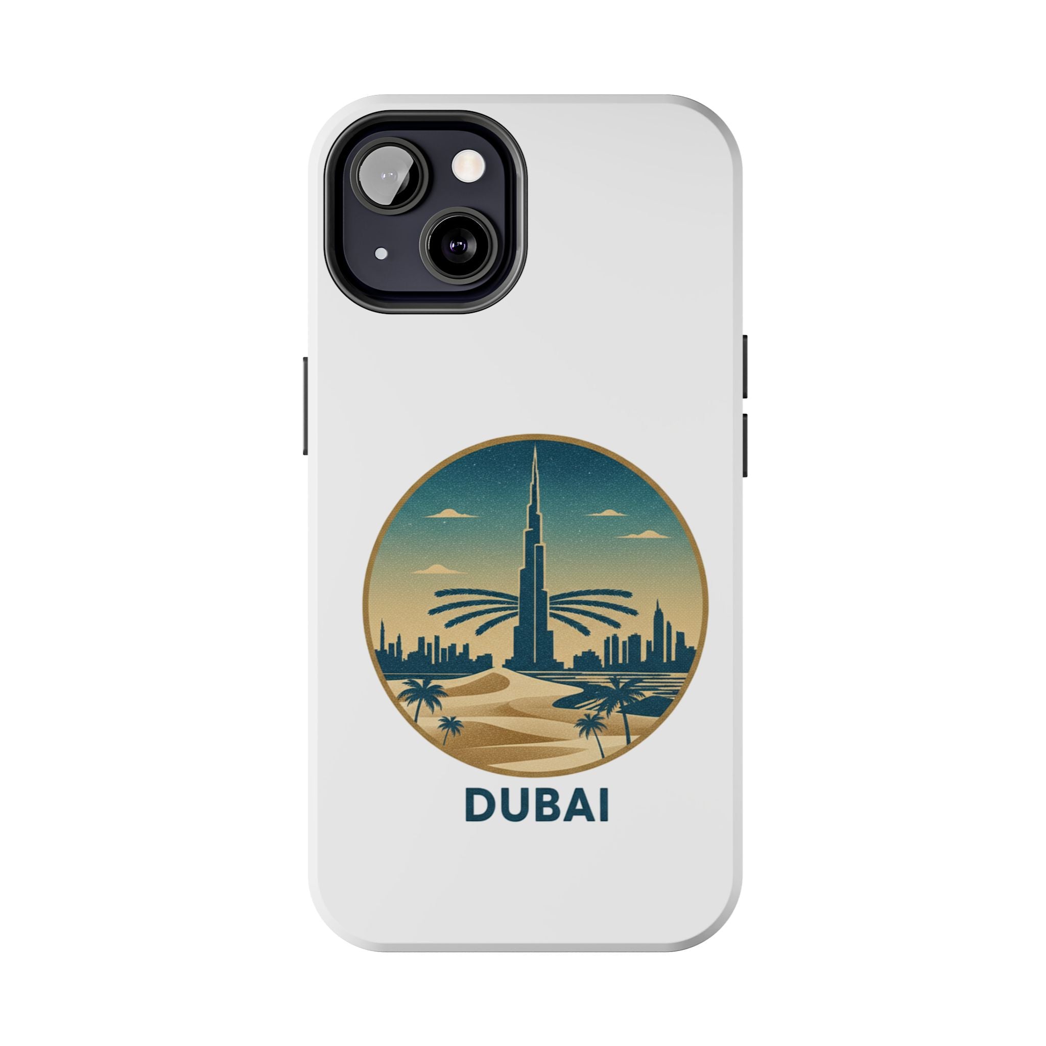 Dubai Skyline Tough Phone Case — Retro Desert Palm Travel Phone Cover