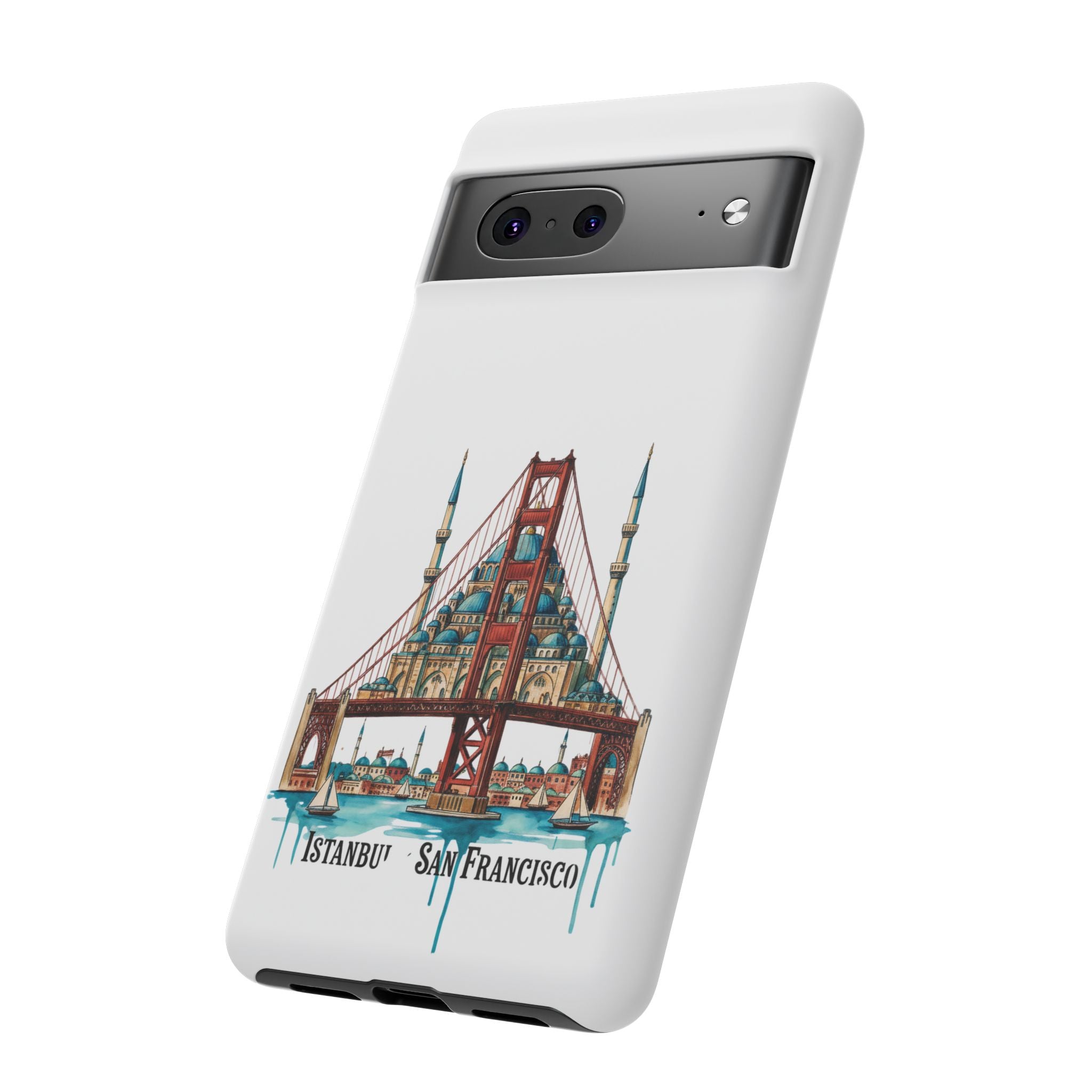 City Bridge Phone Case — Istanbul × San Francisco Illustrated Travel Design