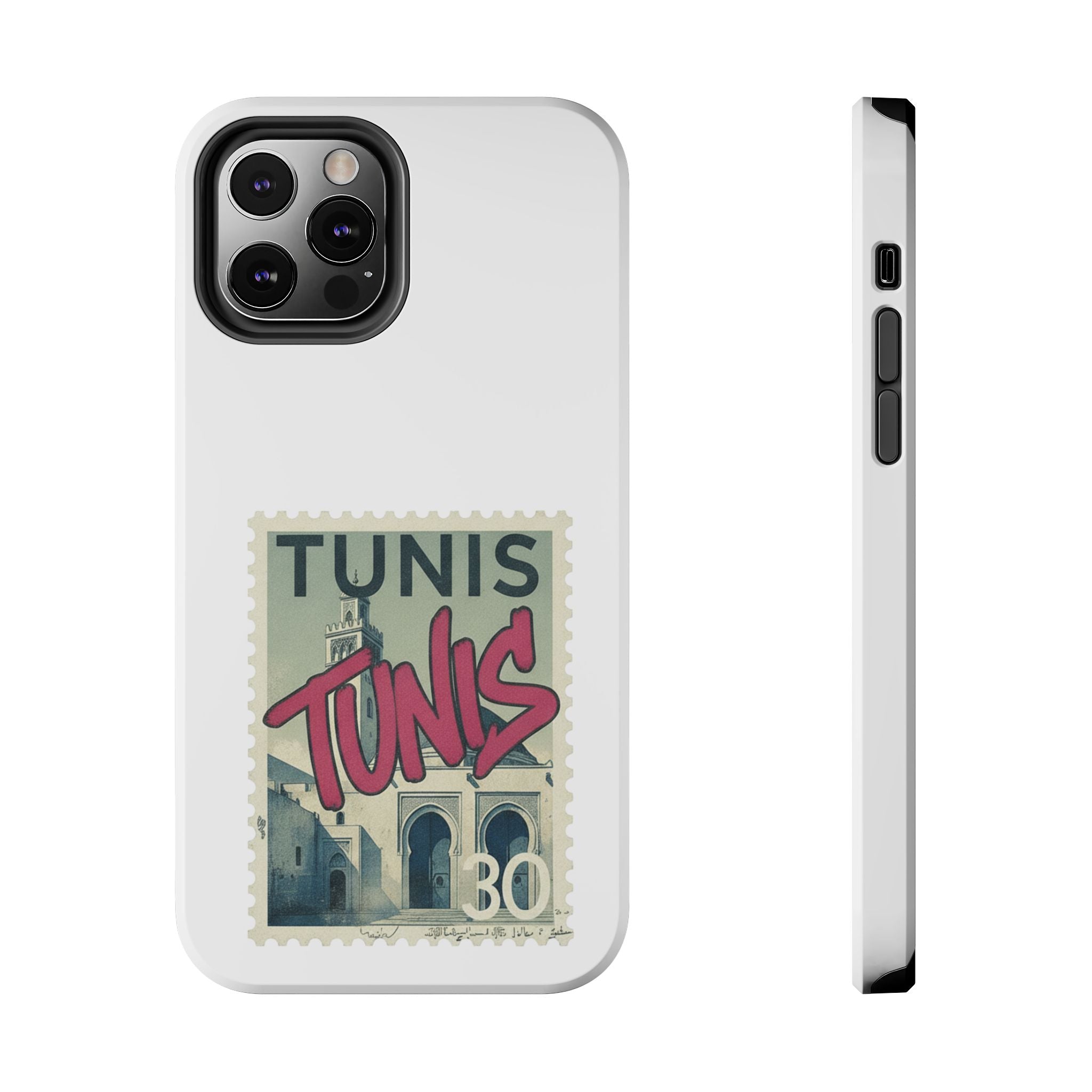 Tunis Vintage Stamp Tough Phone Case — Retro Tunisia Travel Phone Cover