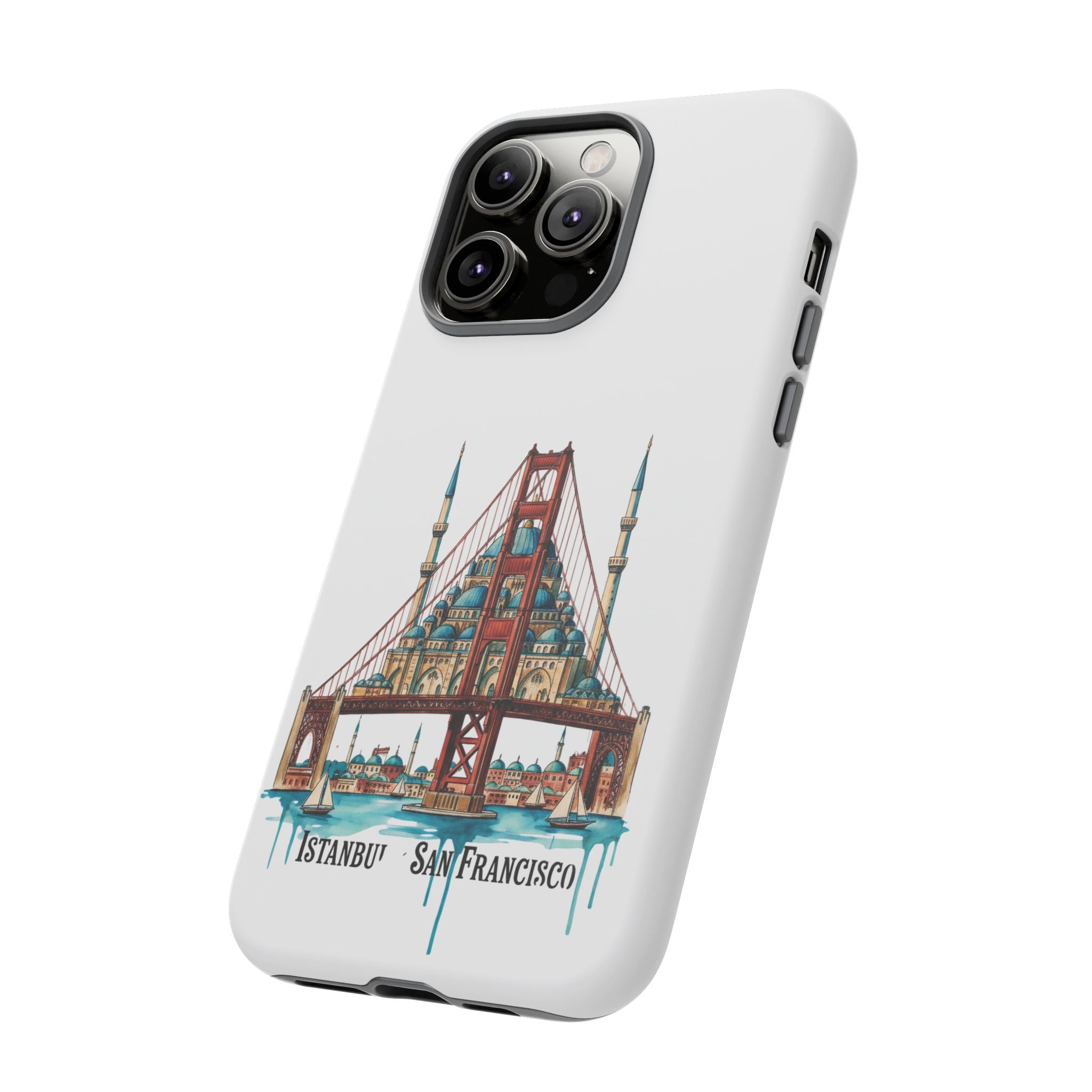 City Bridge Phone Case — Istanbul × San Francisco Illustrated Travel Design