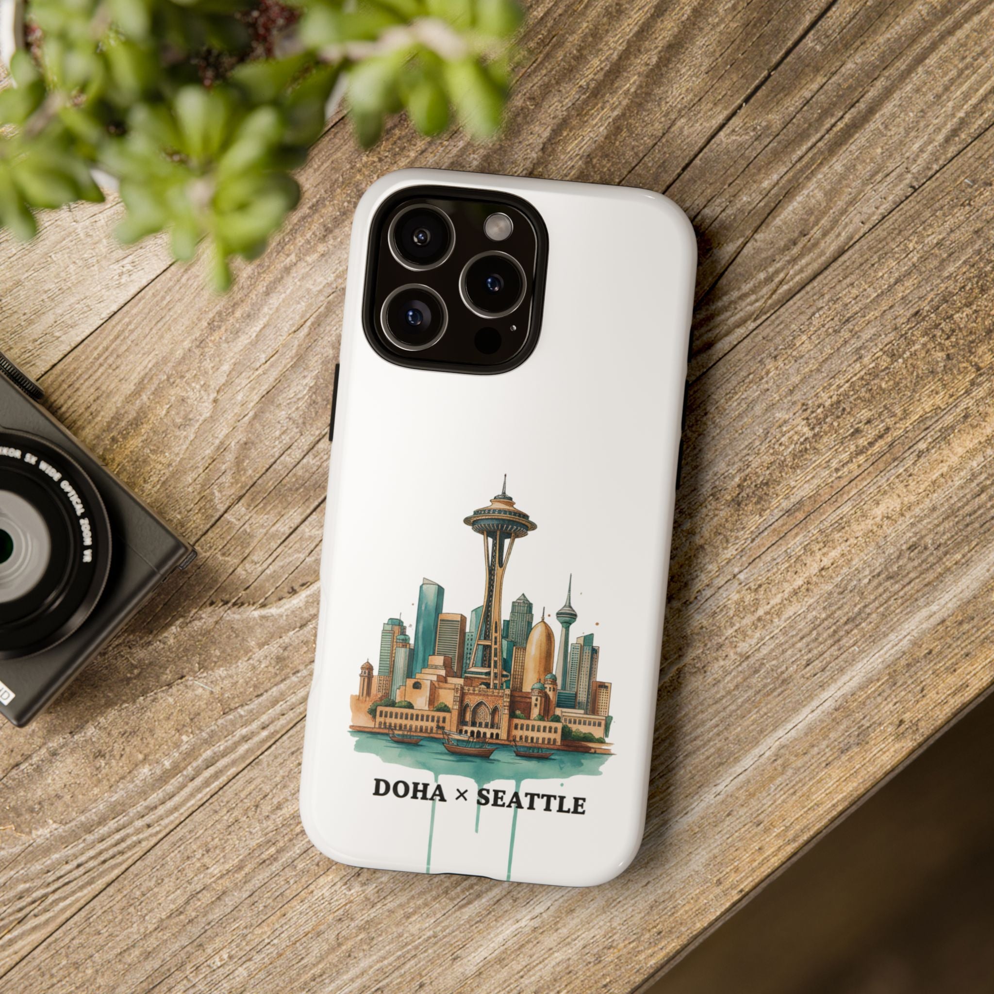 Doha x Seattle Skyline Tough Phone Case — Cityscape Protective Phone Cover