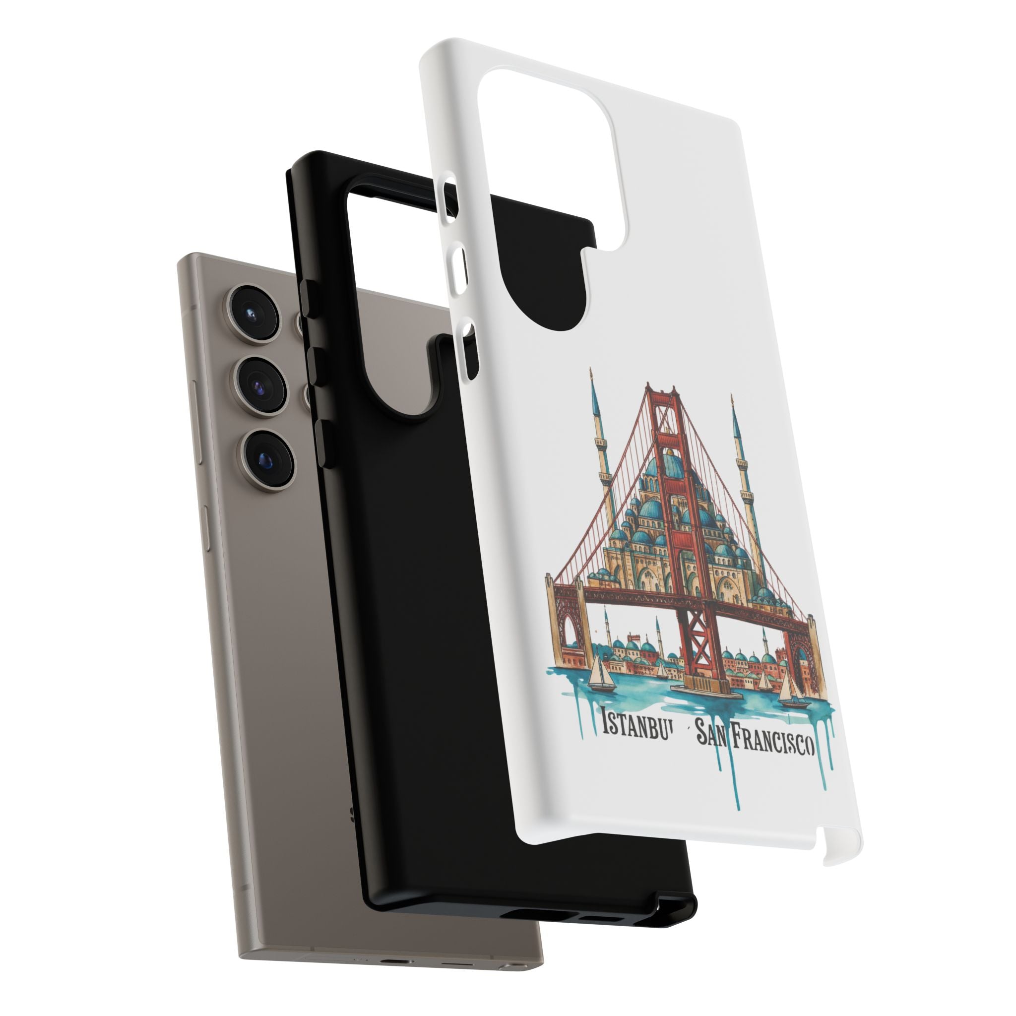 City Bridge Phone Case — Istanbul × San Francisco Illustrated Travel Design