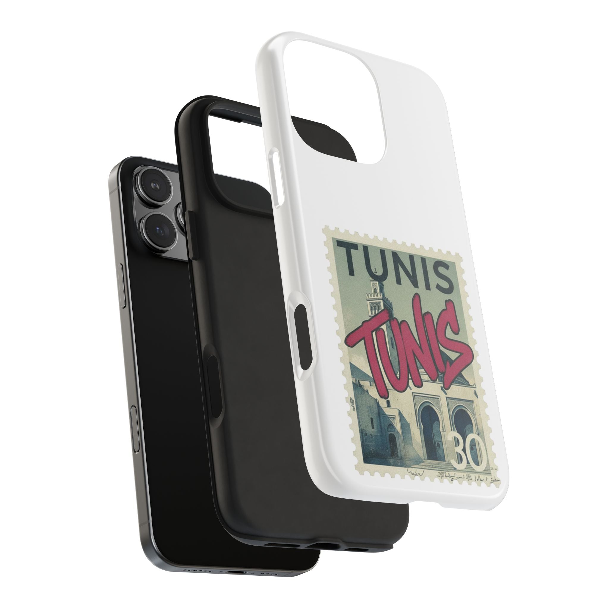 Tunis Vintage Stamp Tough Phone Case — Retro Tunisia Travel Phone Cover