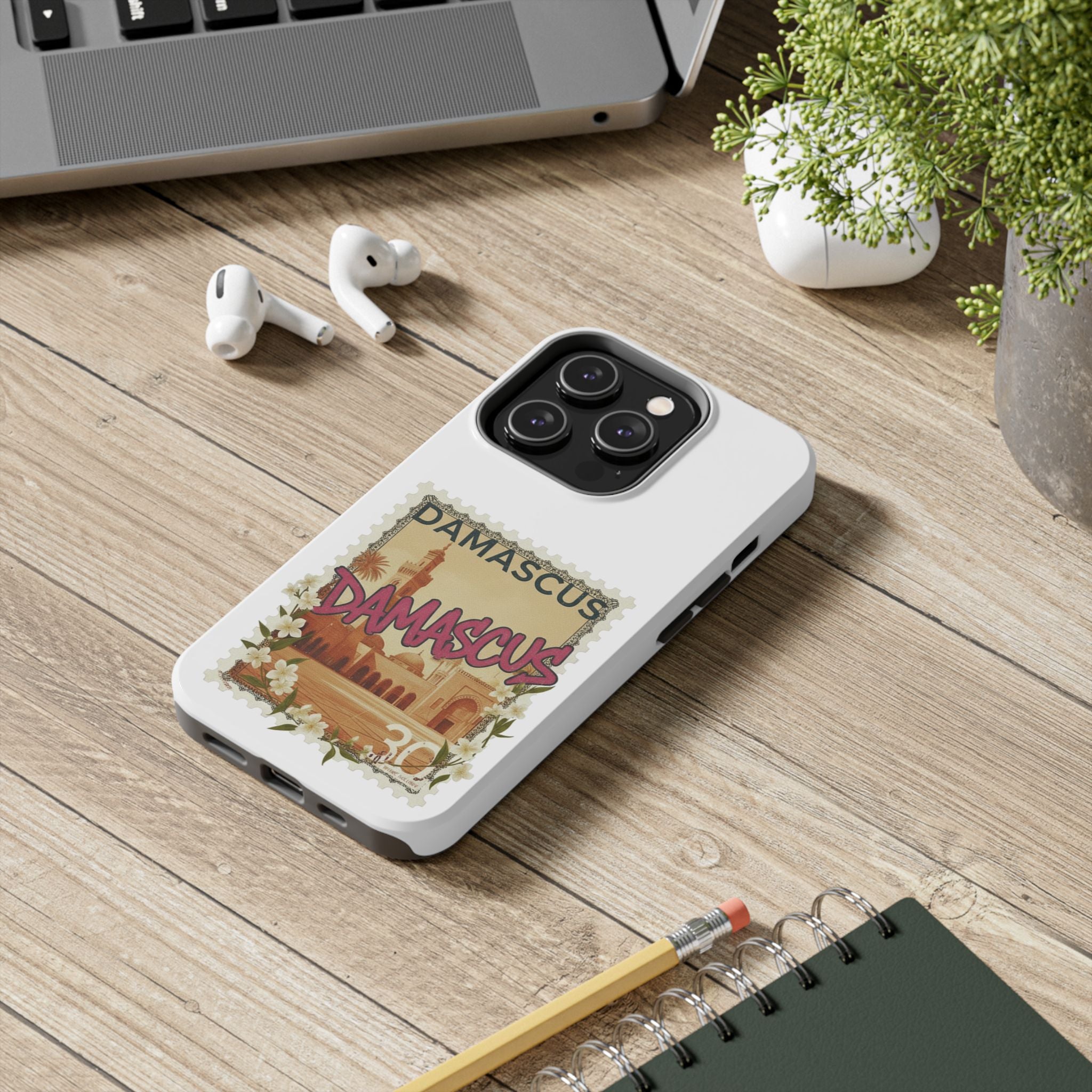 Damascus Vintage Stamp Tough Phone Case — Retro Travel Phone Cover
