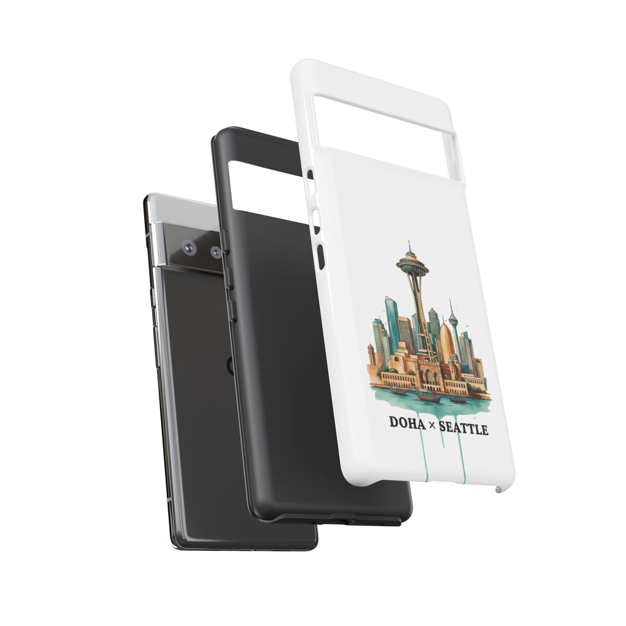 Doha x Seattle Skyline Tough Phone Case — Cityscape Protective Phone Cover