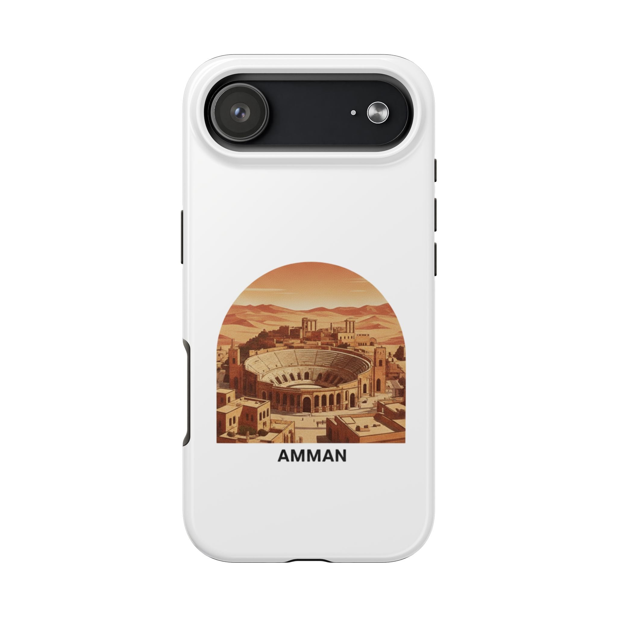 Amman Coliseum Tough Phone Case — Vintage Desert Cityscape Protective Cover