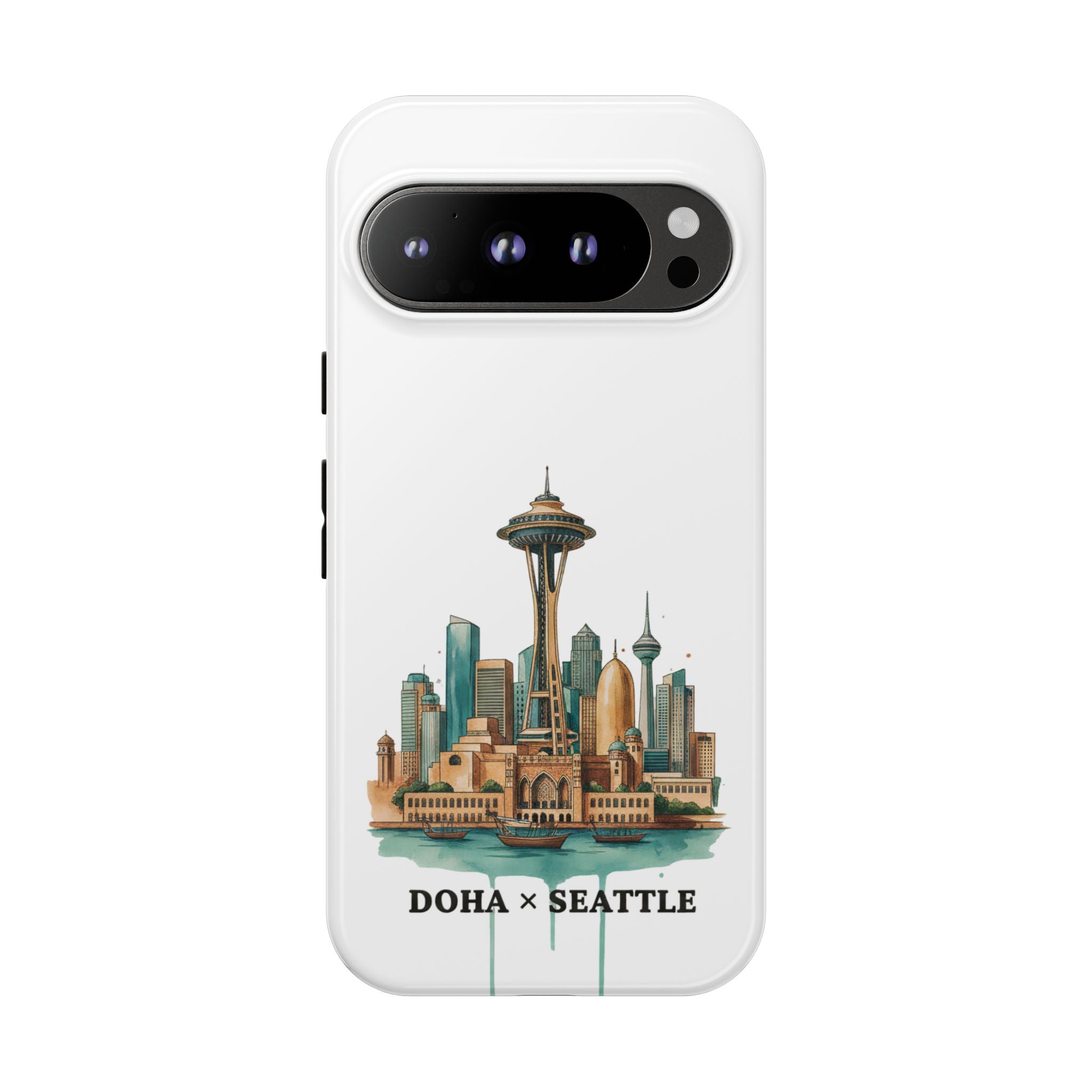 Doha x Seattle Skyline Tough Phone Case — Cityscape Protective Phone Cover