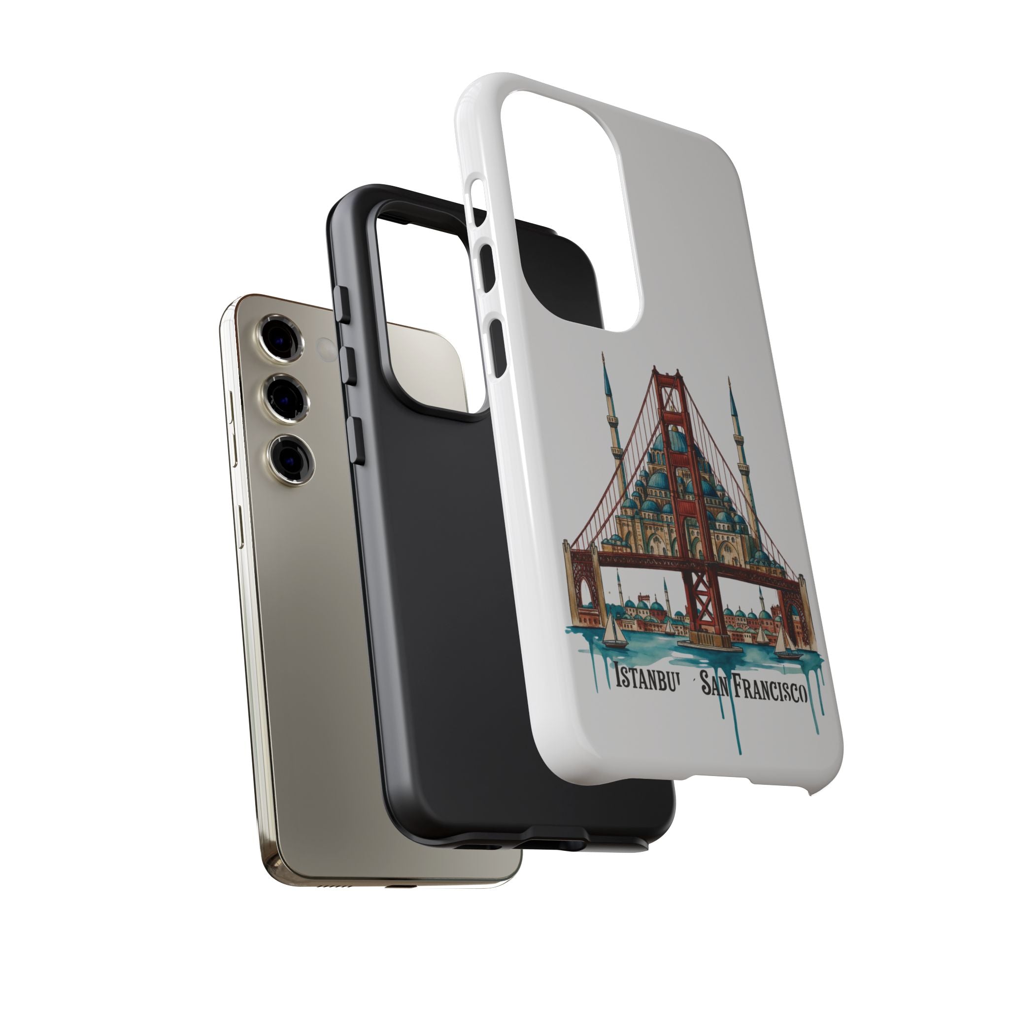 City Bridge Phone Case — Istanbul × San Francisco Illustrated Travel Design