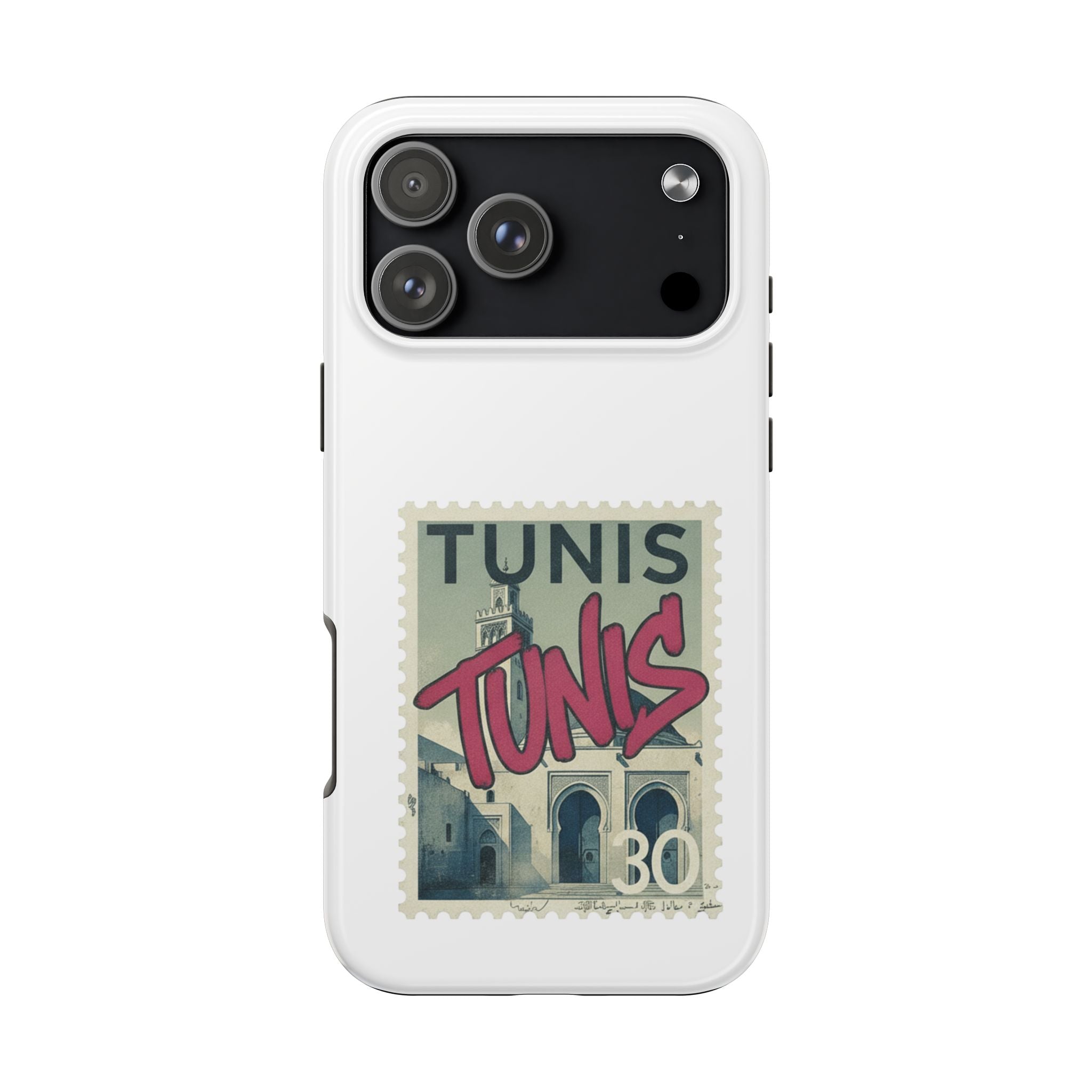 Tunis Vintage Stamp Tough Phone Case — Retro Tunisia Travel Phone Cover