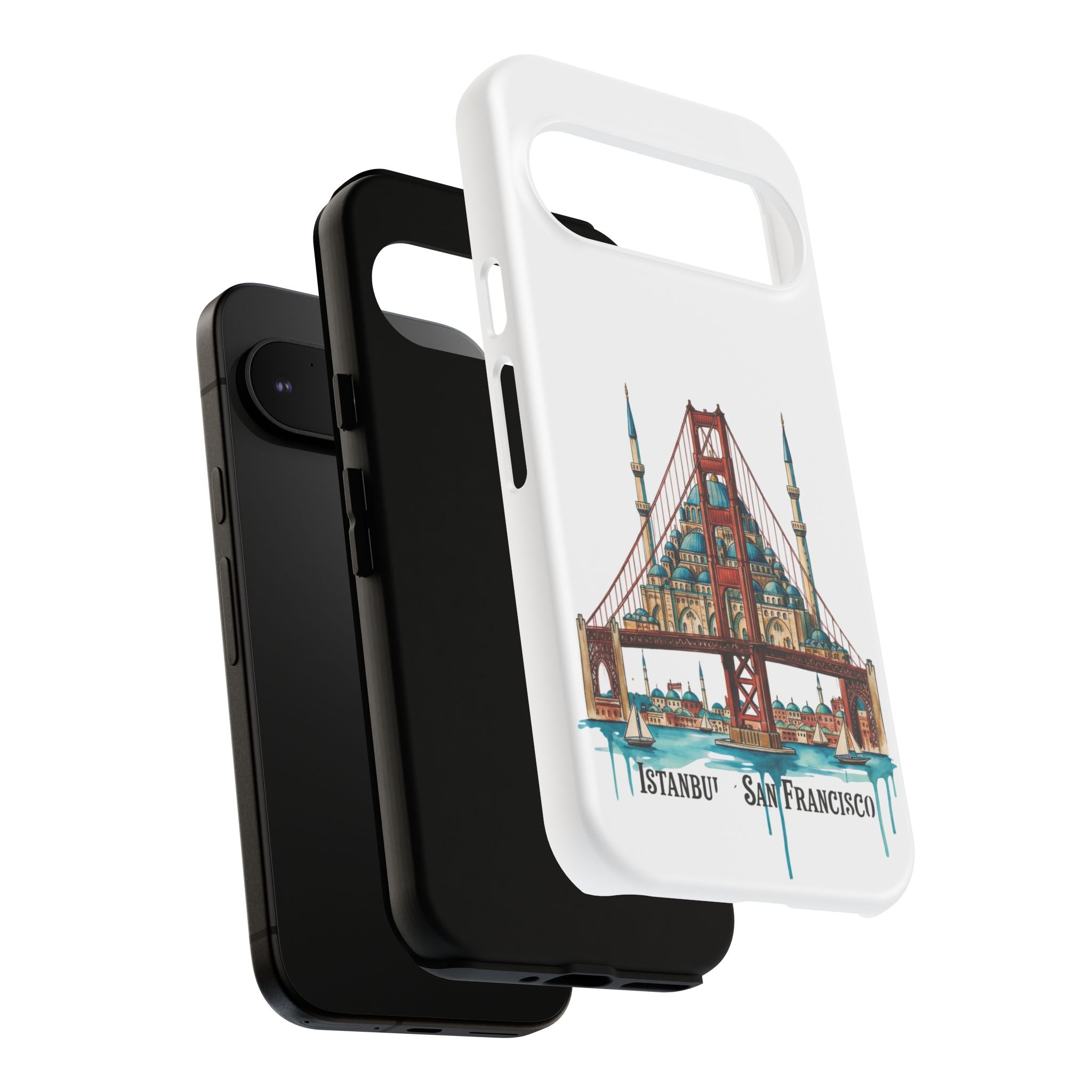 City Bridge Phone Case — Istanbul × San Francisco Illustrated Travel Design