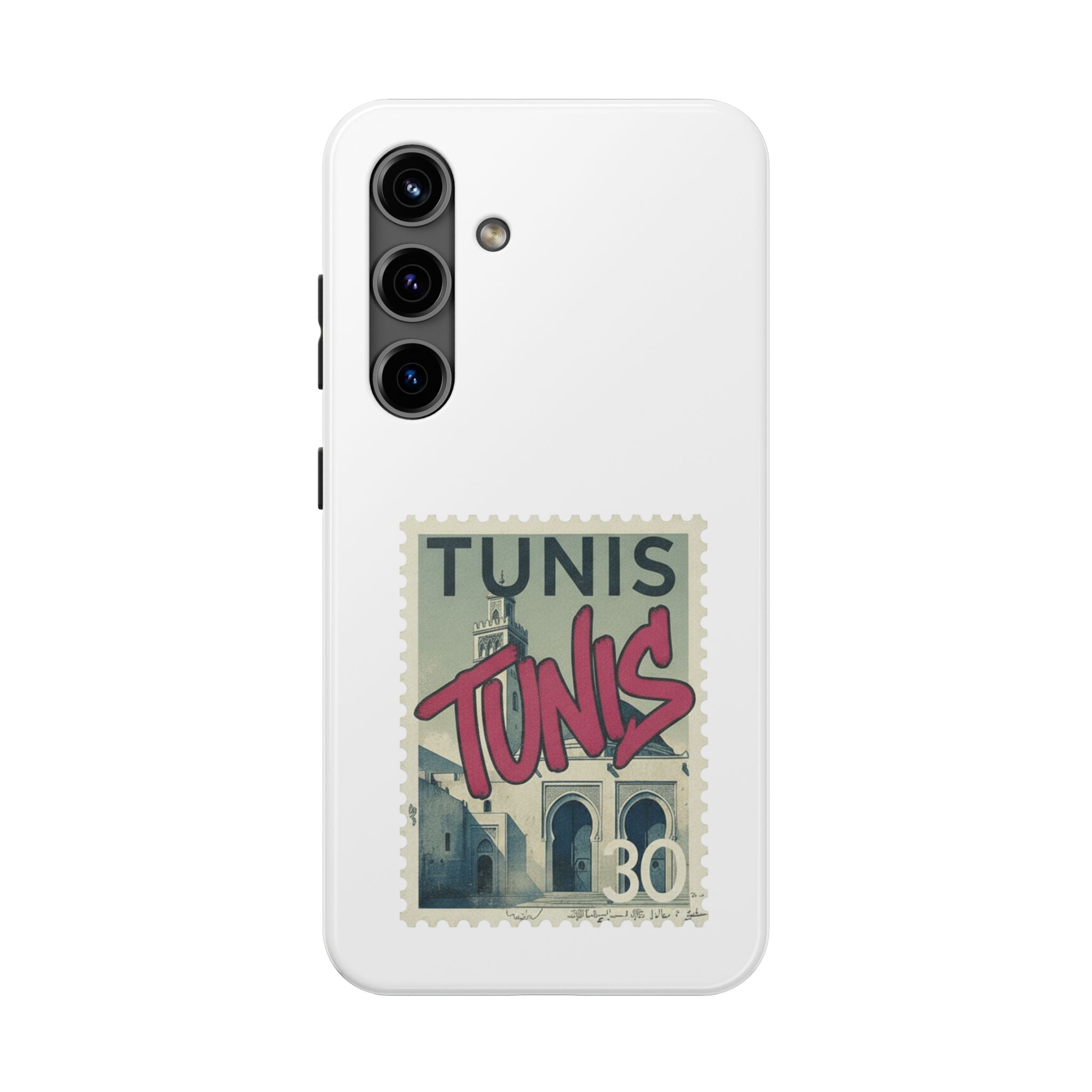 Tunis Vintage Stamp Tough Phone Case — Retro Tunisia Travel Phone Cover
