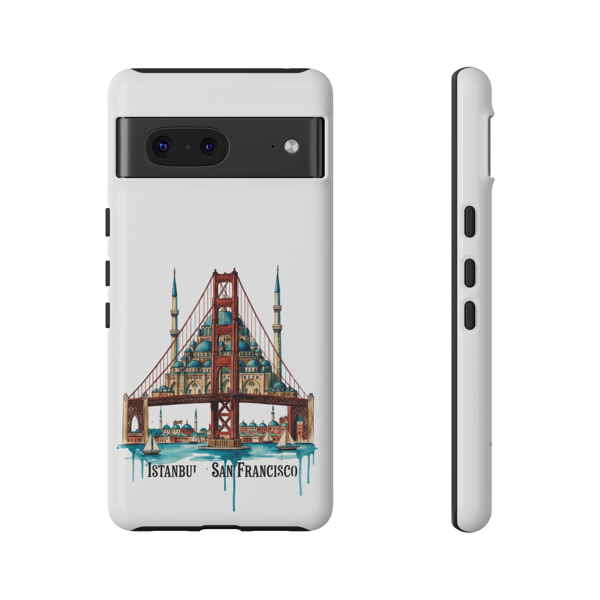 City Bridge Phone Case — Istanbul × San Francisco Illustrated Travel Design
