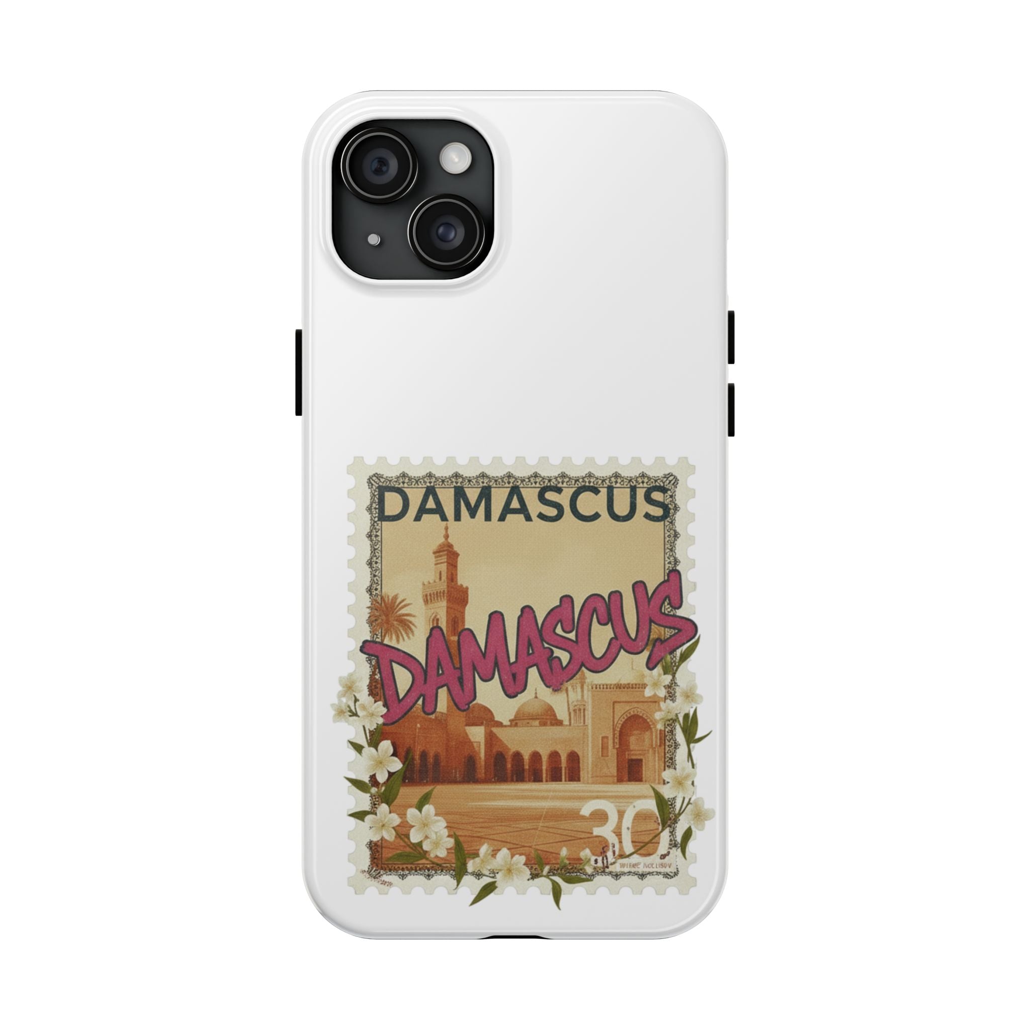 Damascus Vintage Stamp Tough Phone Case — Retro Travel Phone Cover