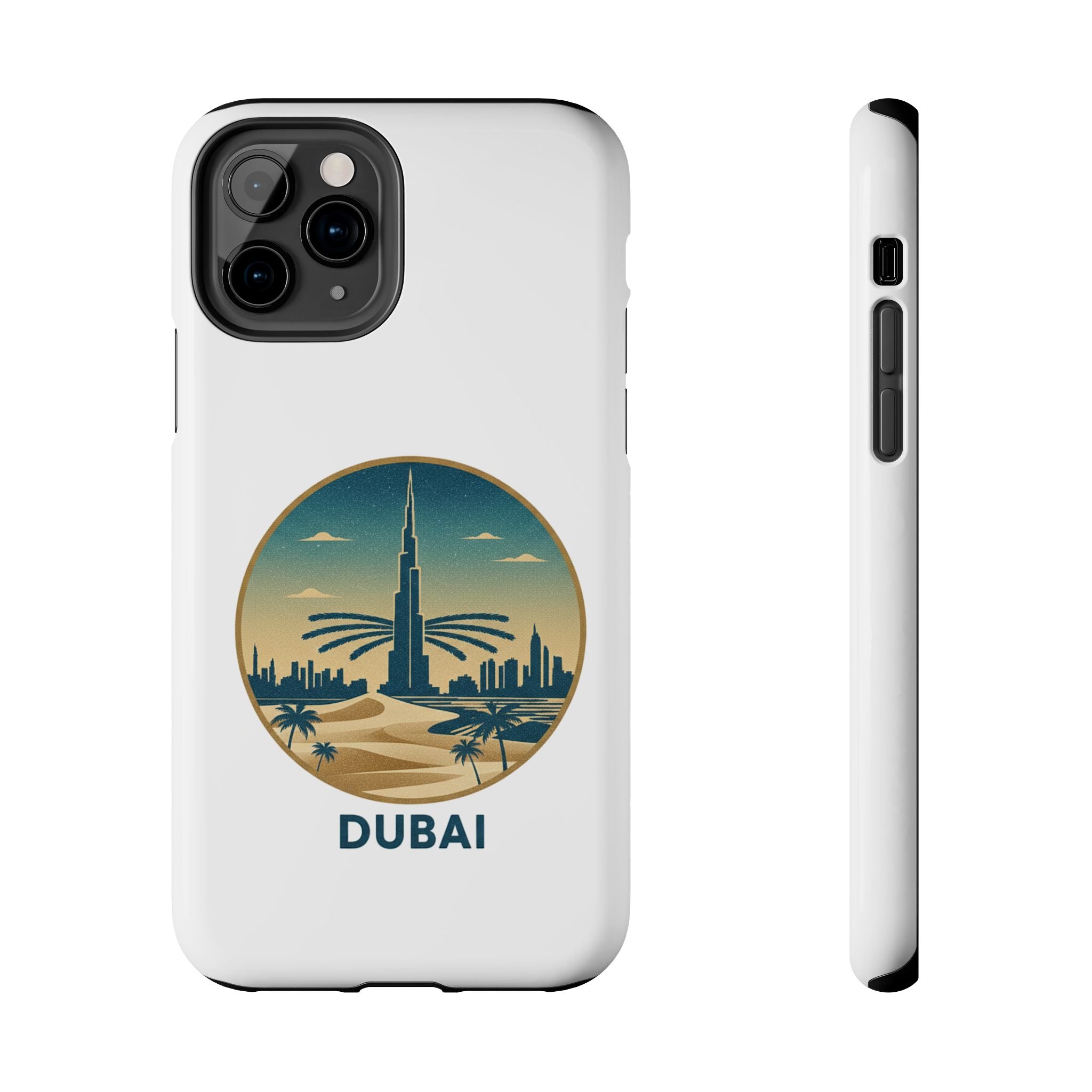 Dubai Skyline Tough Phone Case — Retro Desert Palm Travel Phone Cover