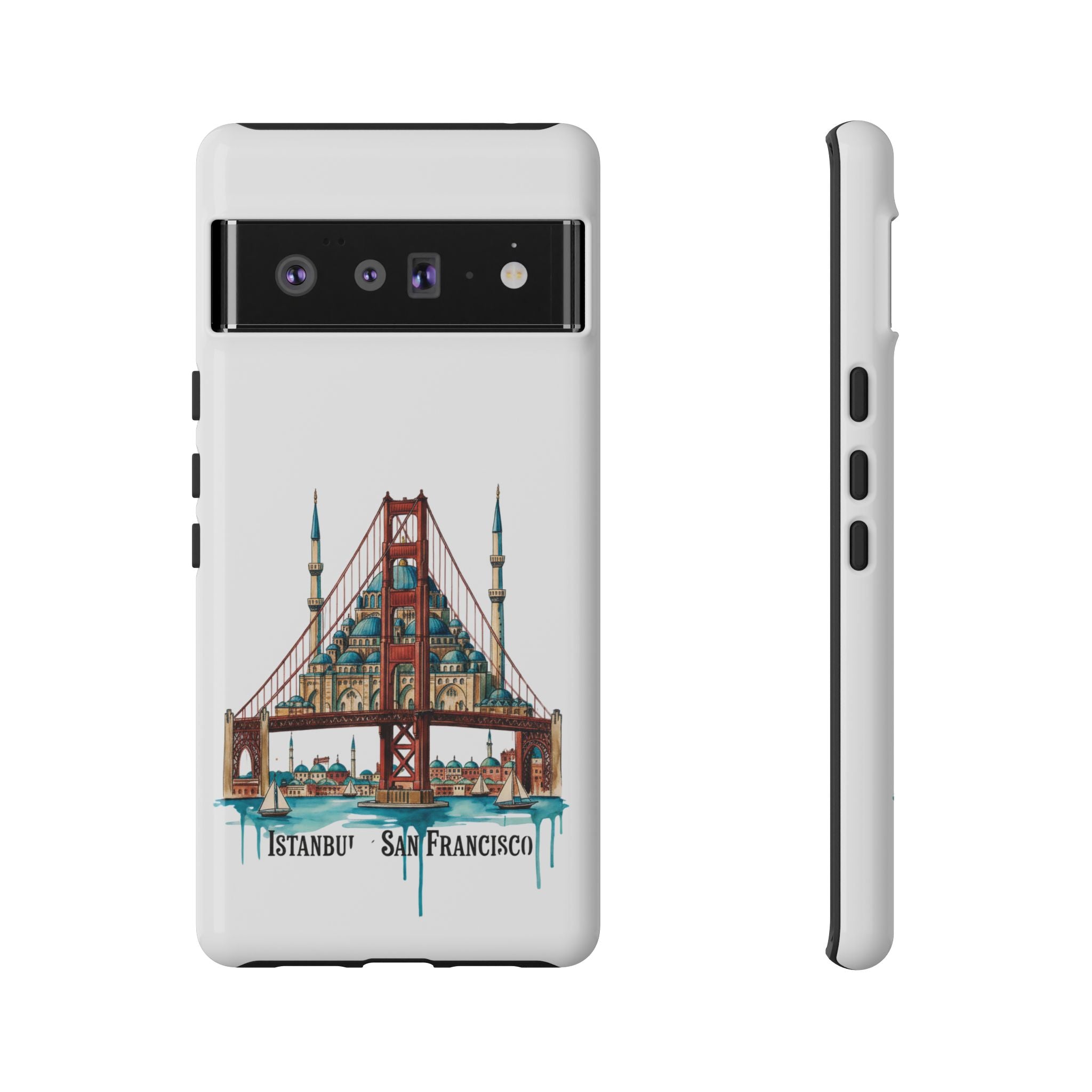 City Bridge Phone Case — Istanbul × San Francisco Illustrated Travel Design