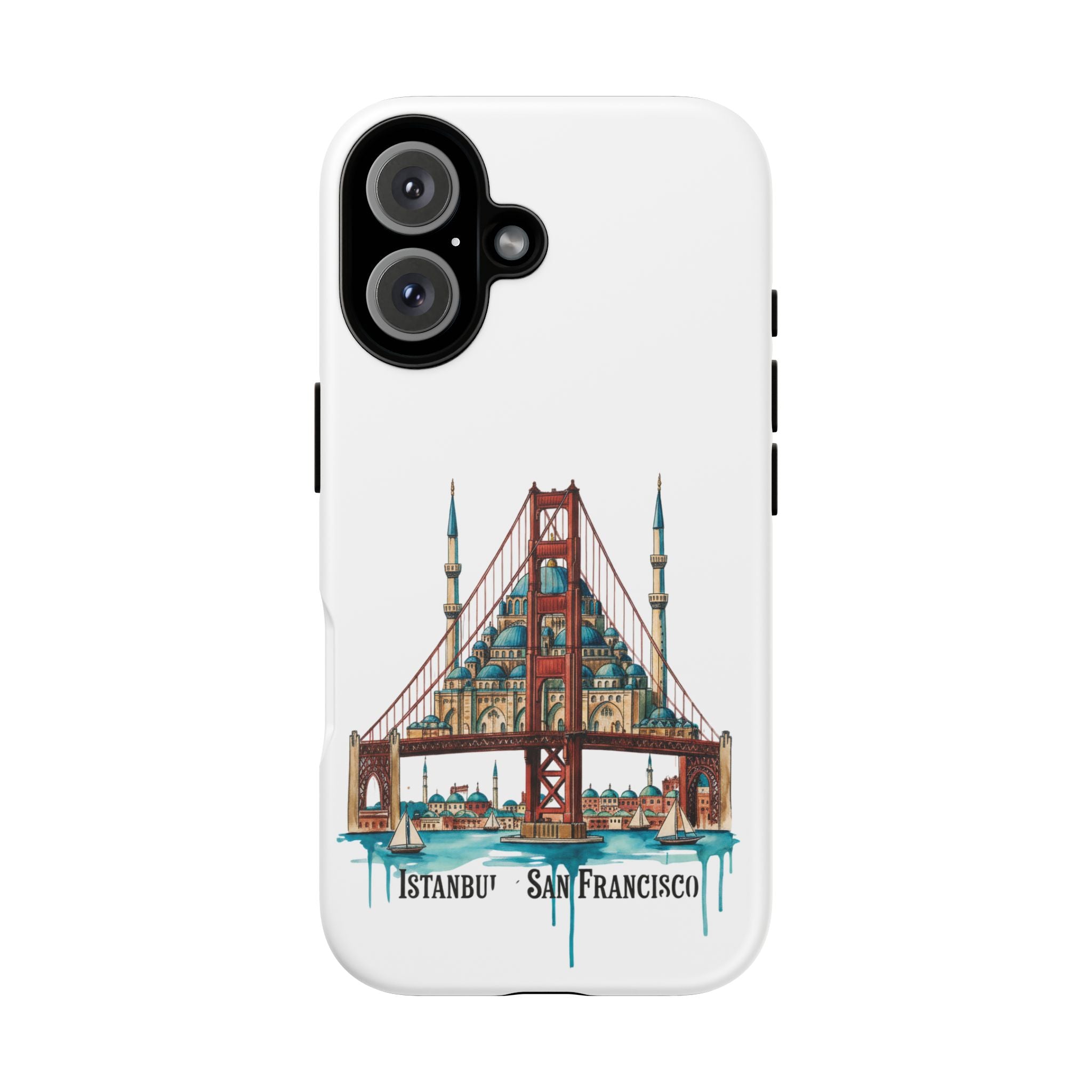 City Bridge Phone Case — Istanbul × San Francisco Illustrated Travel Design