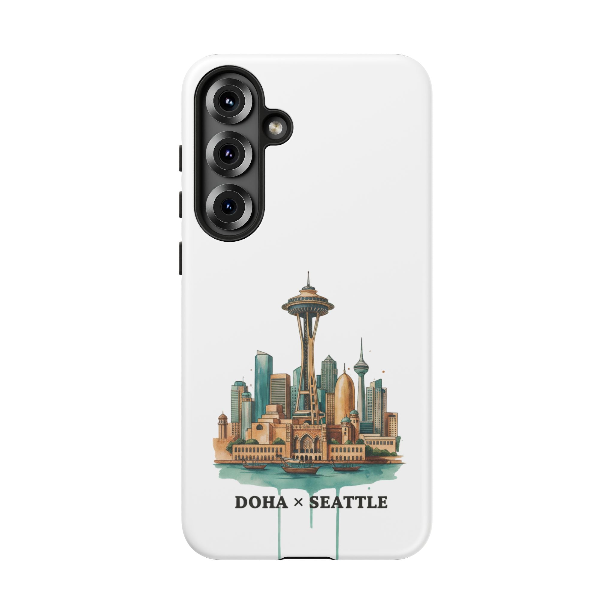 Doha x Seattle Skyline Tough Phone Case — Cityscape Protective Phone Cover