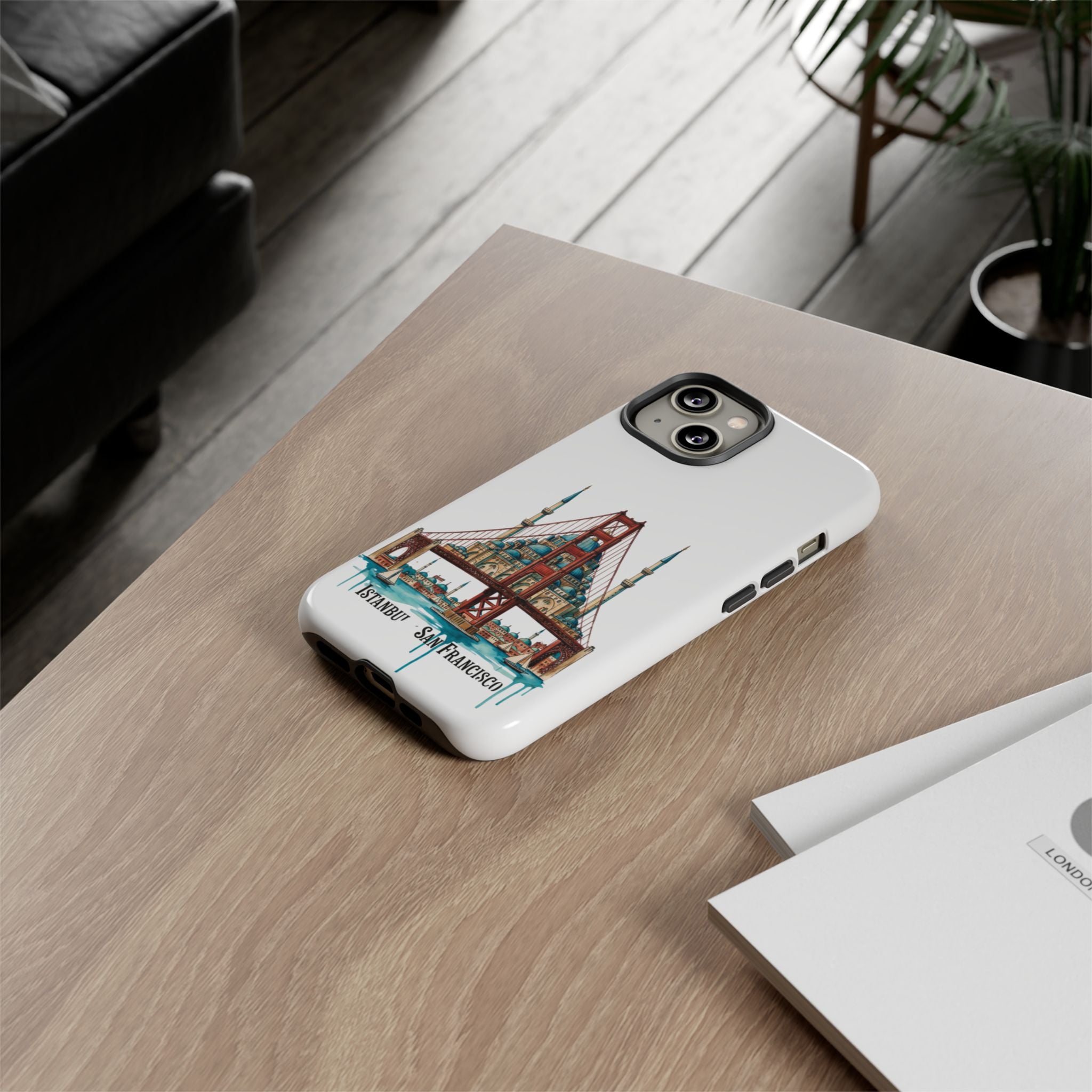 City Bridge Phone Case — Istanbul × San Francisco Illustrated Travel Design