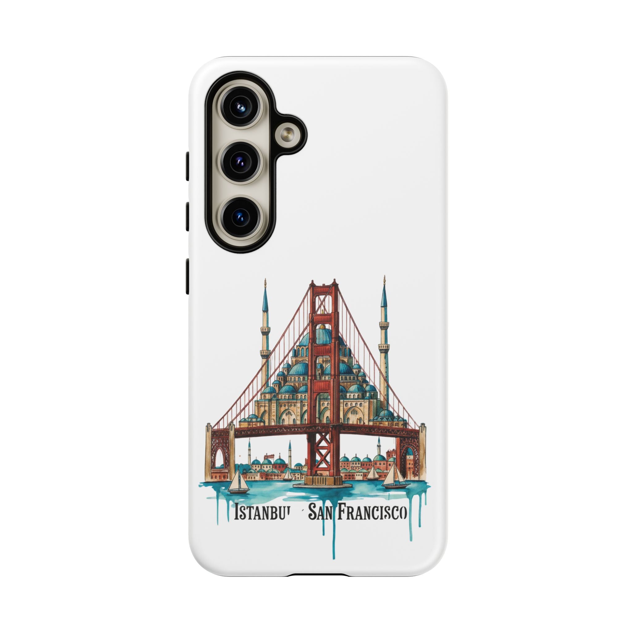 City Bridge Phone Case — Istanbul × San Francisco Illustrated Travel Design