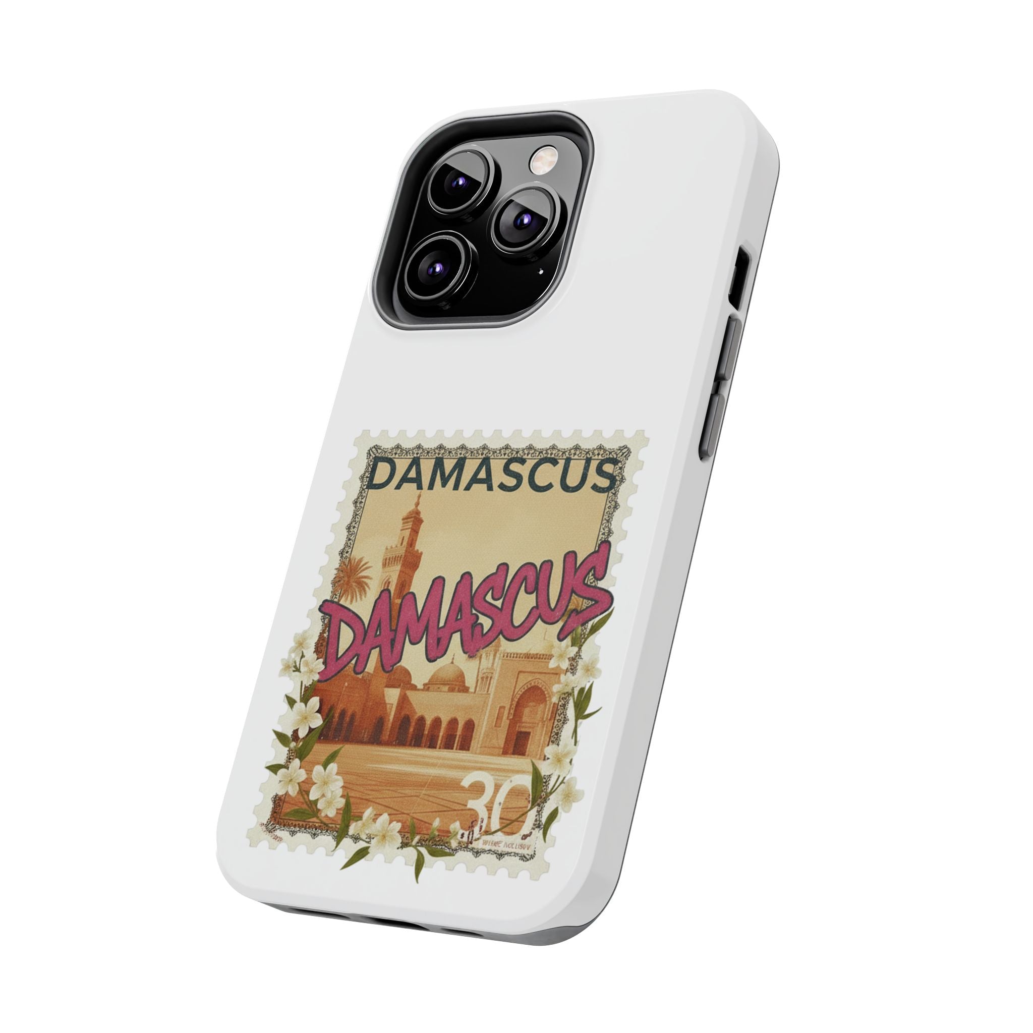 Damascus Vintage Stamp Tough Phone Case — Retro Travel Phone Cover