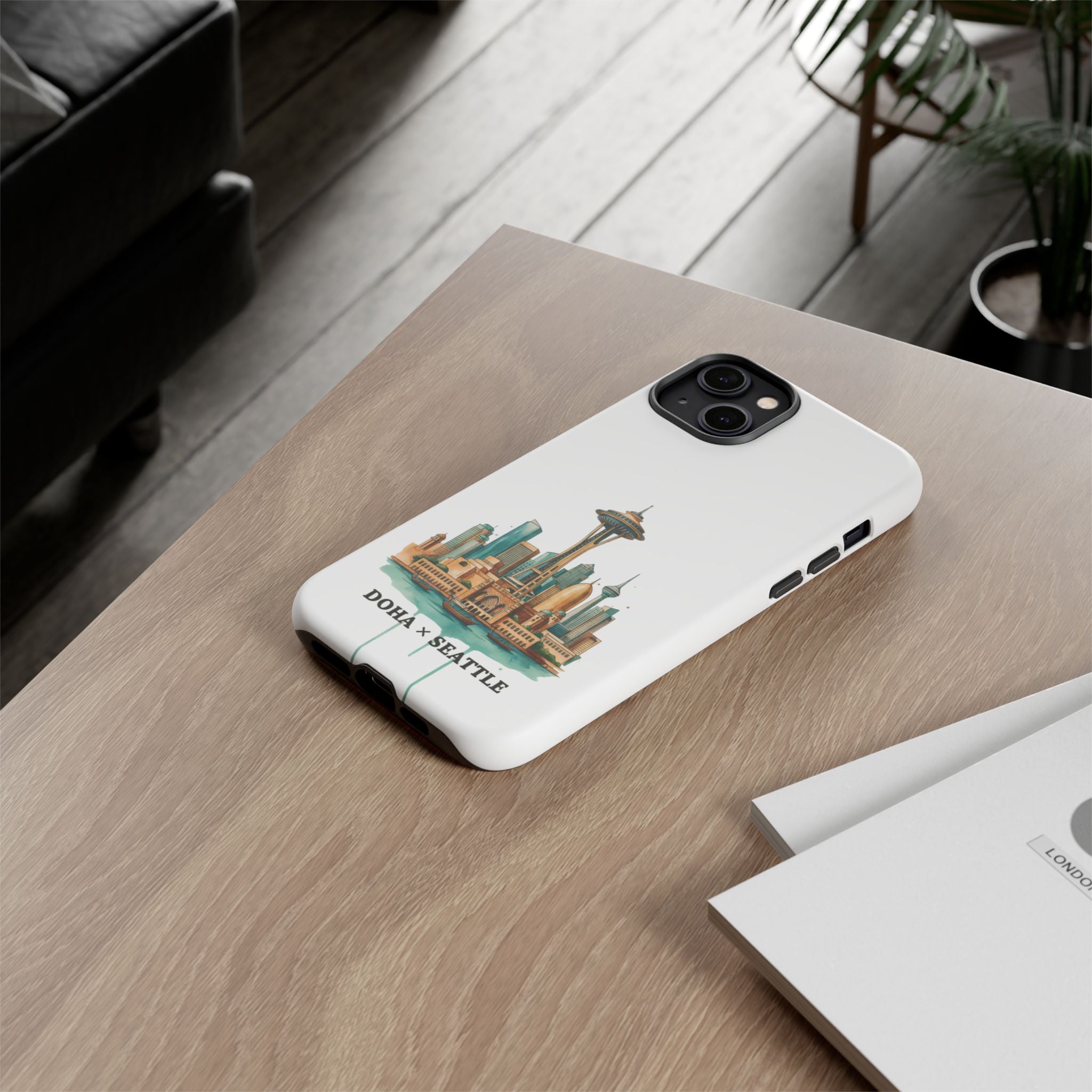 Doha x Seattle Skyline Tough Phone Case — Cityscape Protective Phone Cover