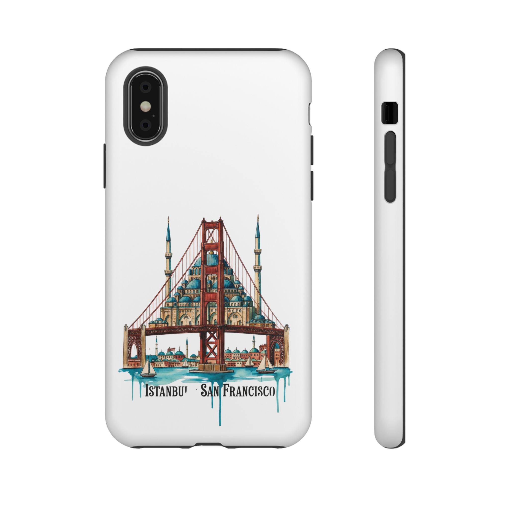 City Bridge Phone Case — Istanbul × San Francisco Illustrated Travel Design
