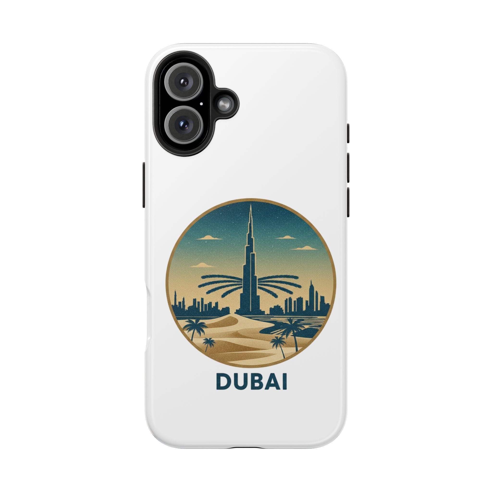 Dubai Skyline Tough Phone Case — Retro Desert Palm Travel Phone Cover
