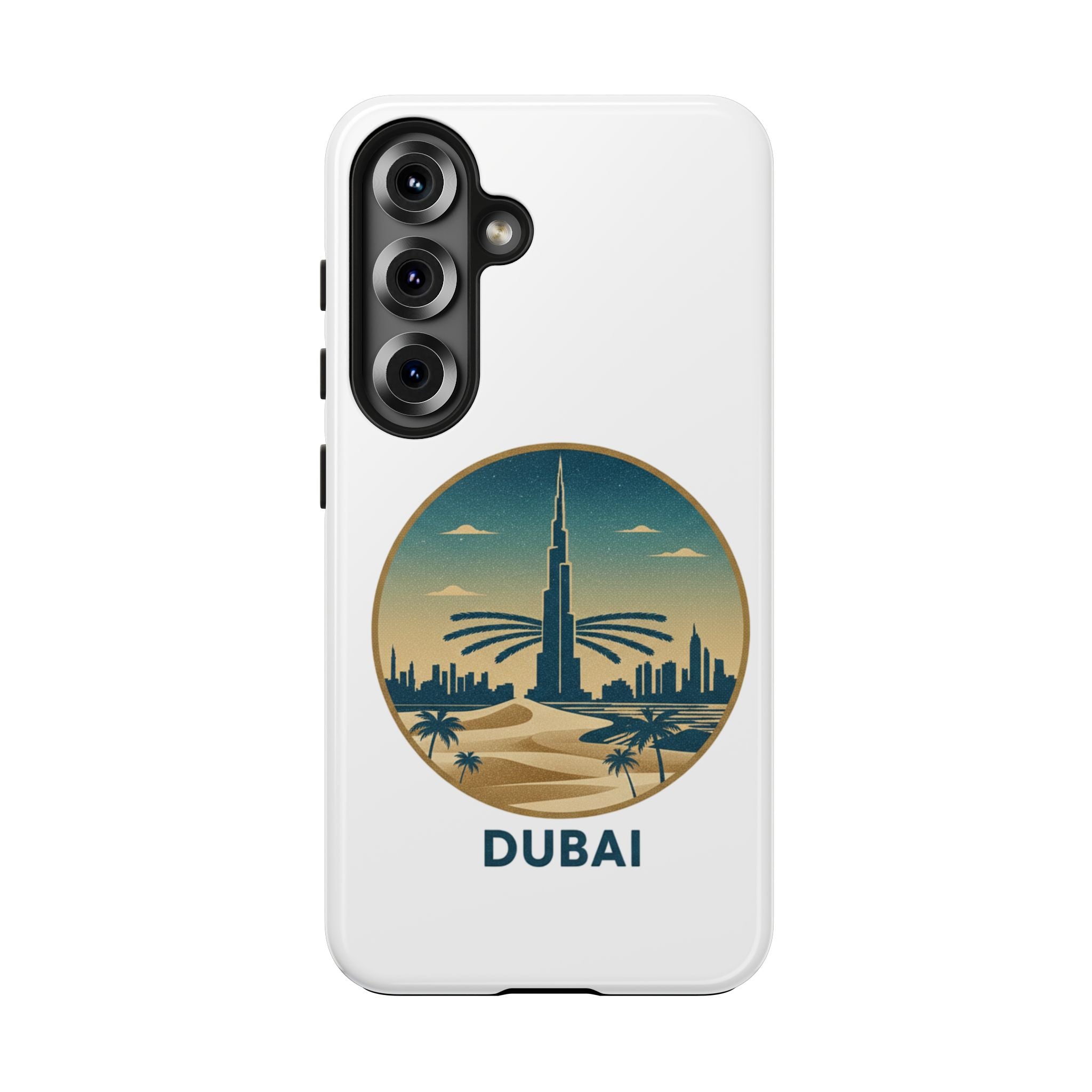 Dubai Skyline Tough Phone Case — Retro Desert Palm Travel Phone Cover
