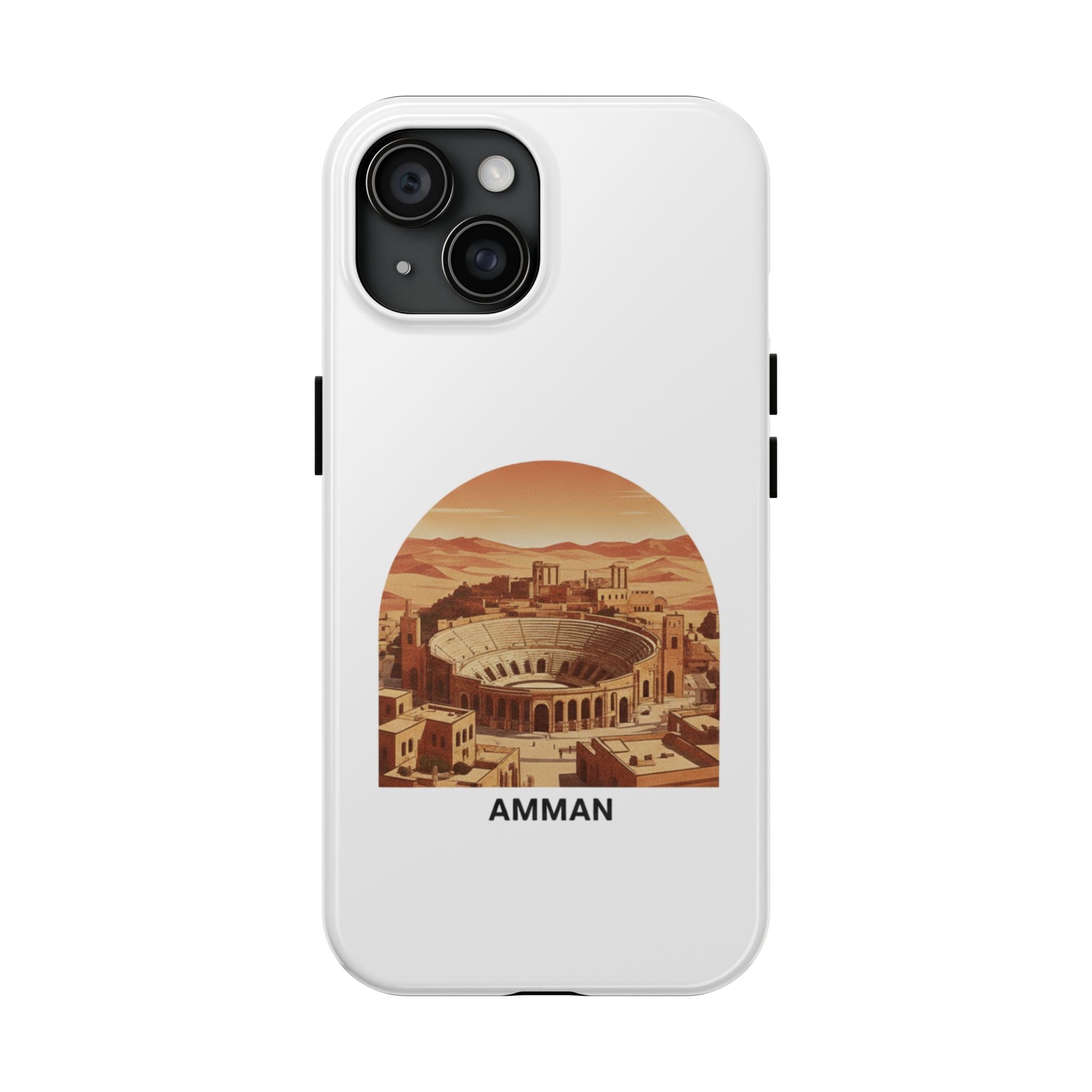 Amman Coliseum Tough Phone Case — Vintage Desert Cityscape Protective Cover