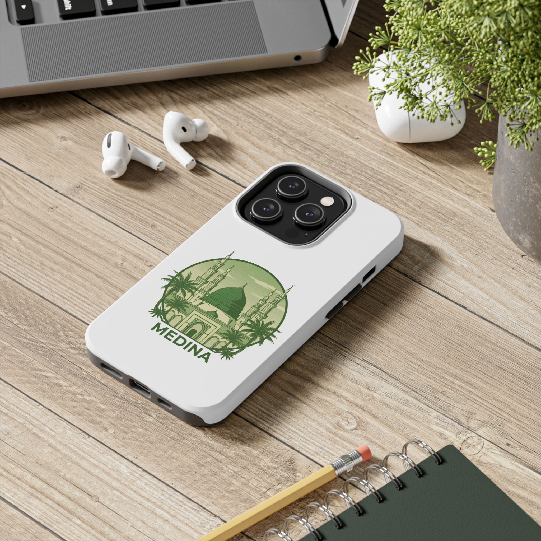 Medina Mosque Tough Phone Case – Islamic Landmark Green Phone Cover
