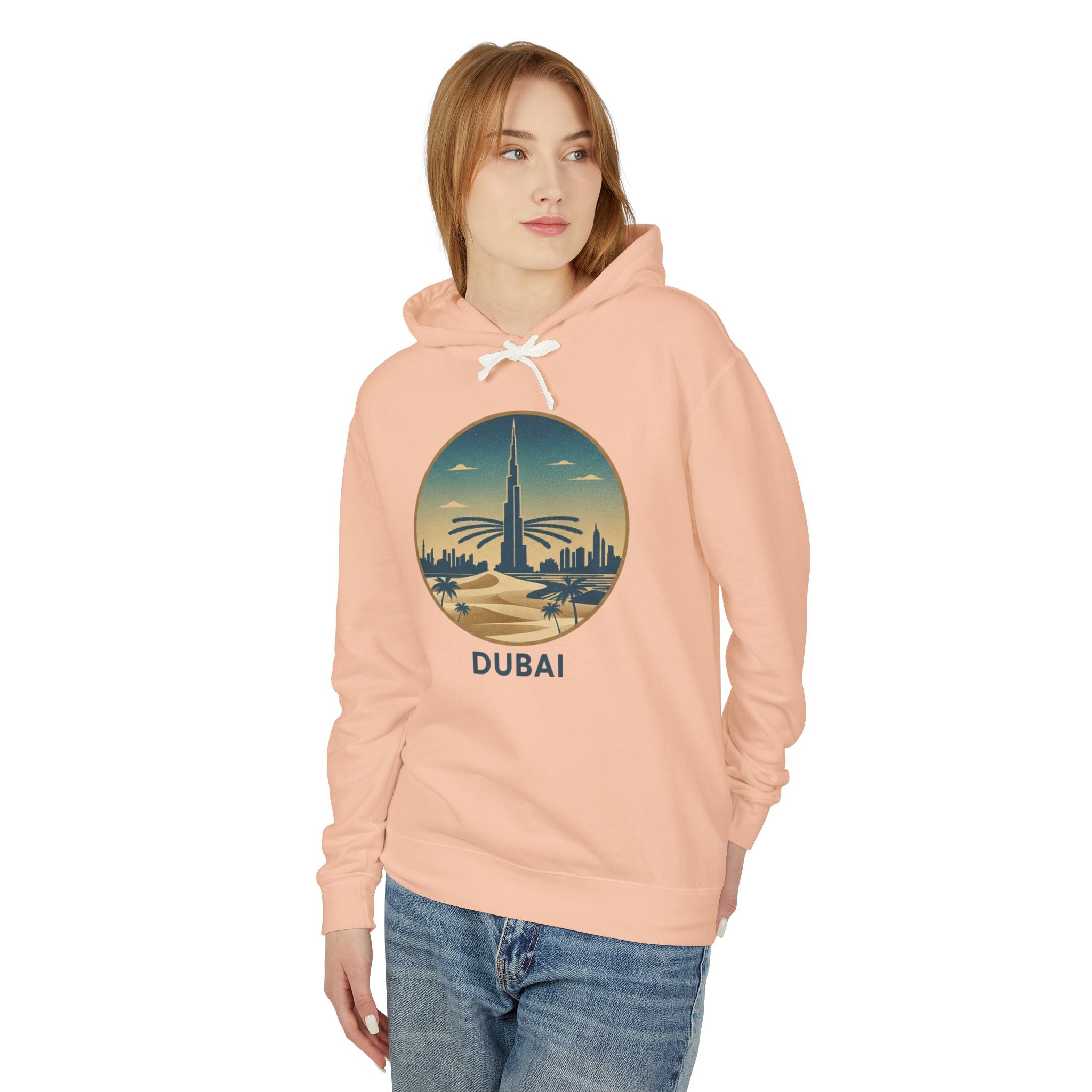 Dubai Skyline Hoodie — Vintage Desert Sunset Travel Sweatshirt