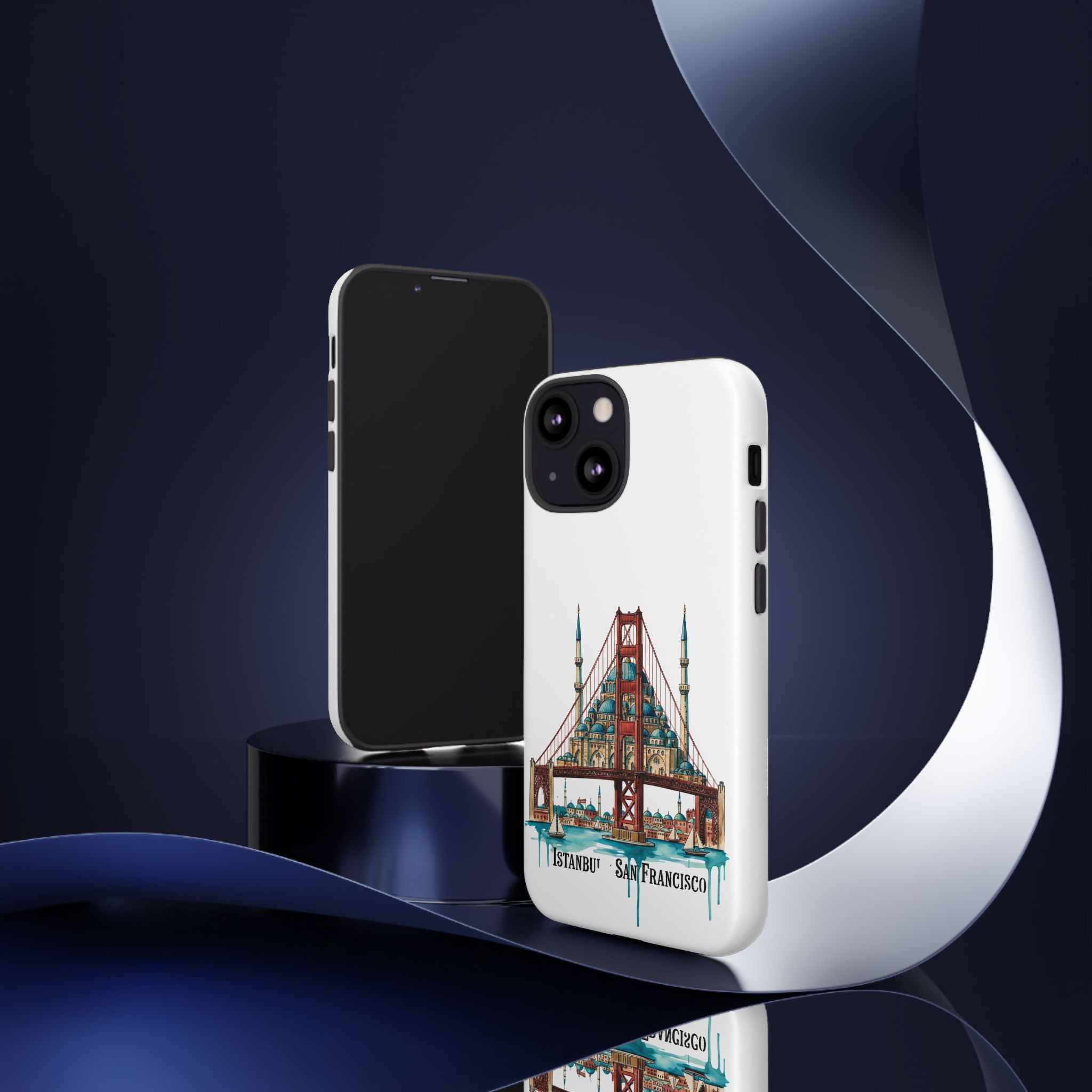City Bridge Phone Case — Istanbul × San Francisco Illustrated Travel Design