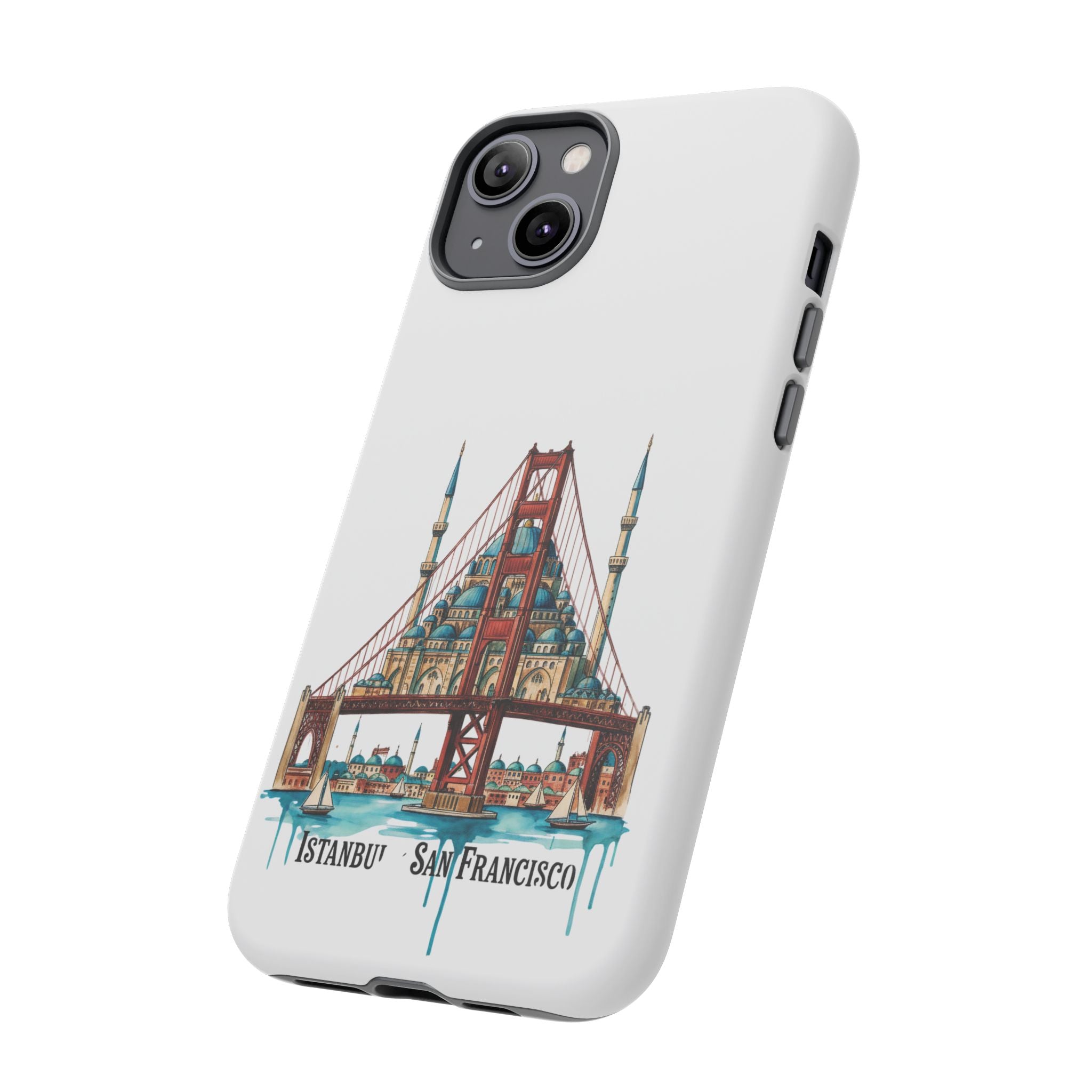 City Bridge Phone Case — Istanbul × San Francisco Illustrated Travel Design