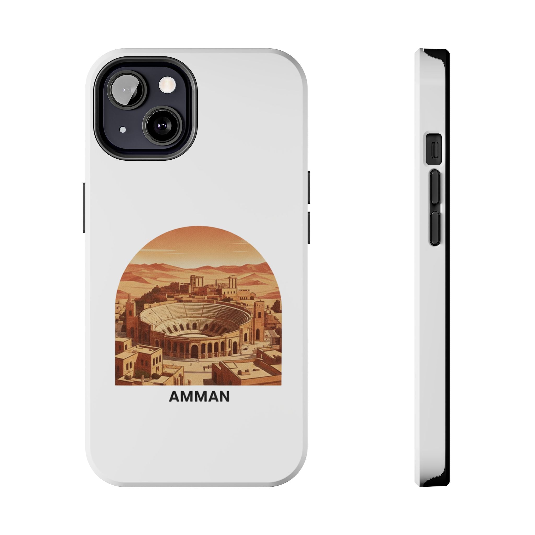 Amman Coliseum Tough Phone Case — Vintage Desert Cityscape Protective Cover
