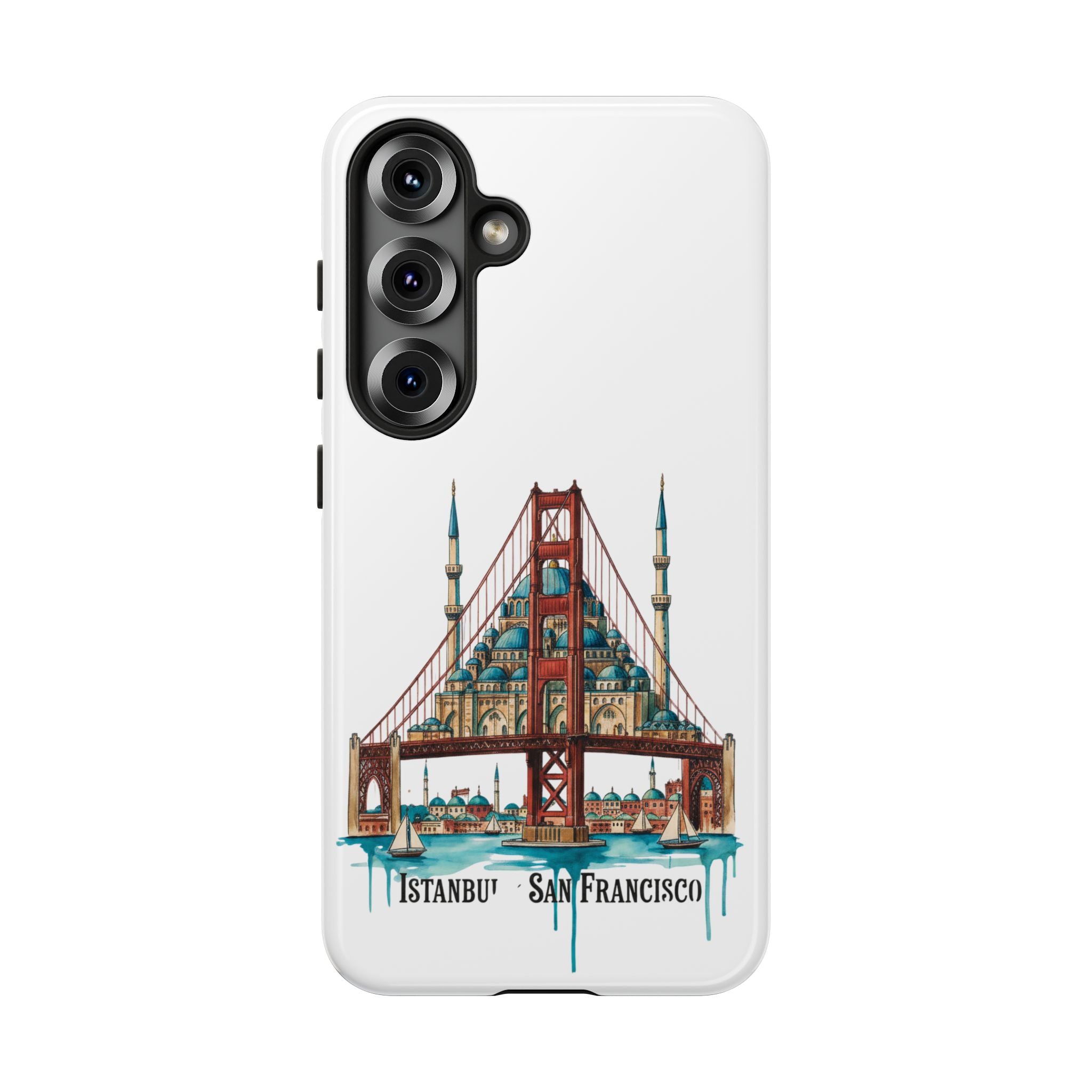 City Bridge Phone Case — Istanbul × San Francisco Illustrated Travel Design