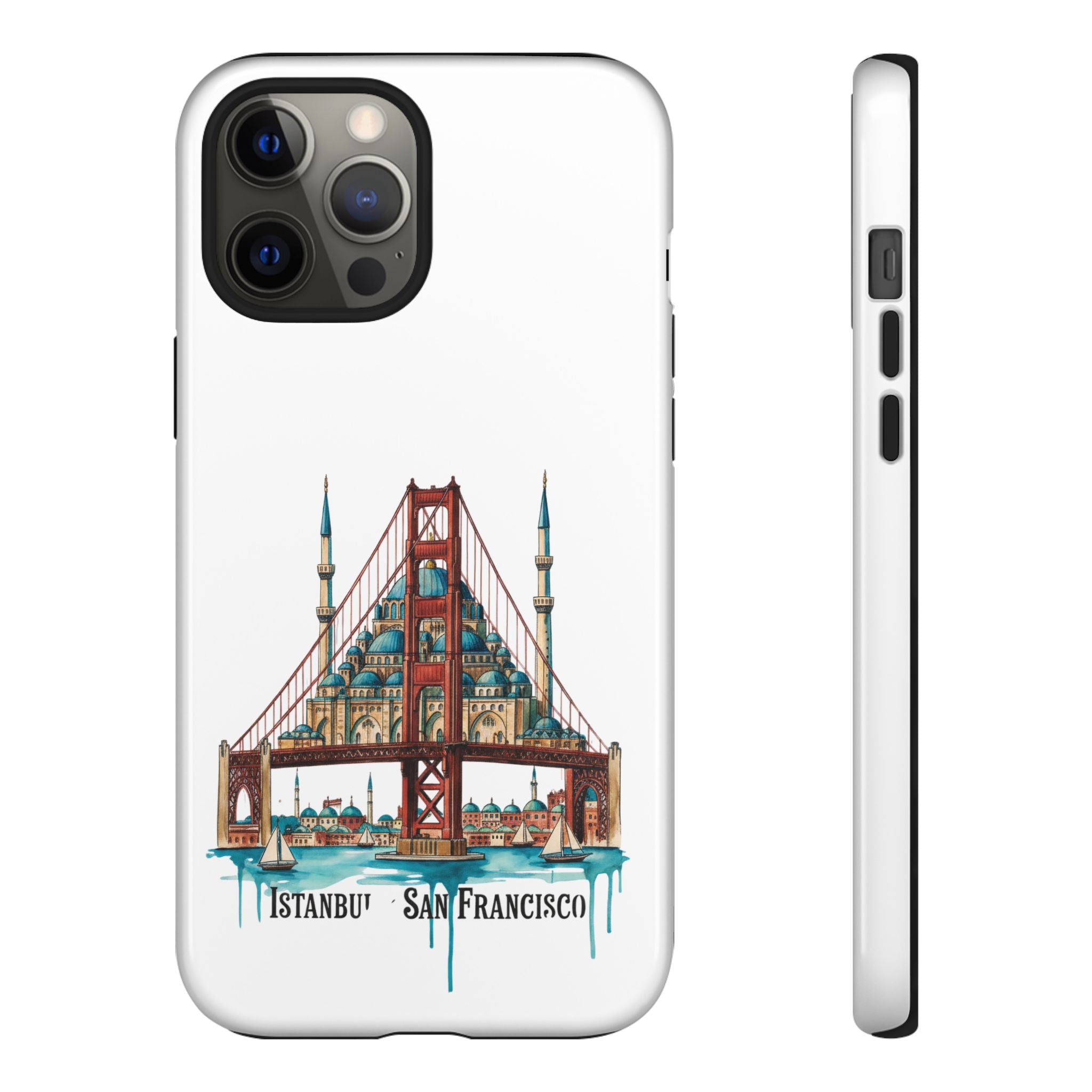 City Bridge Phone Case — Istanbul × San Francisco Illustrated Travel Design