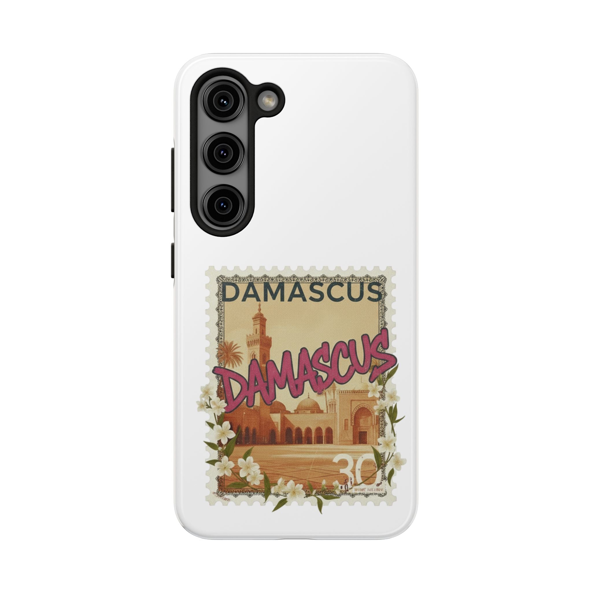 Damascus Vintage Stamp Tough Phone Case — Retro Travel Phone Cover