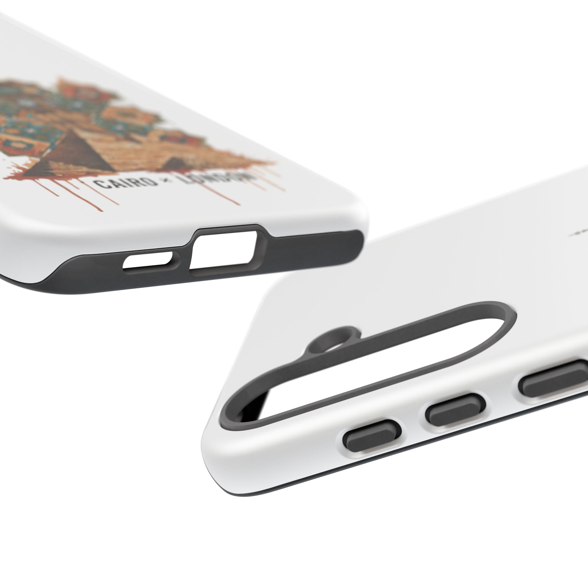 Cairo × London Phone Case — Vintage Mosaic Pyramids & Big Ben Travel Design