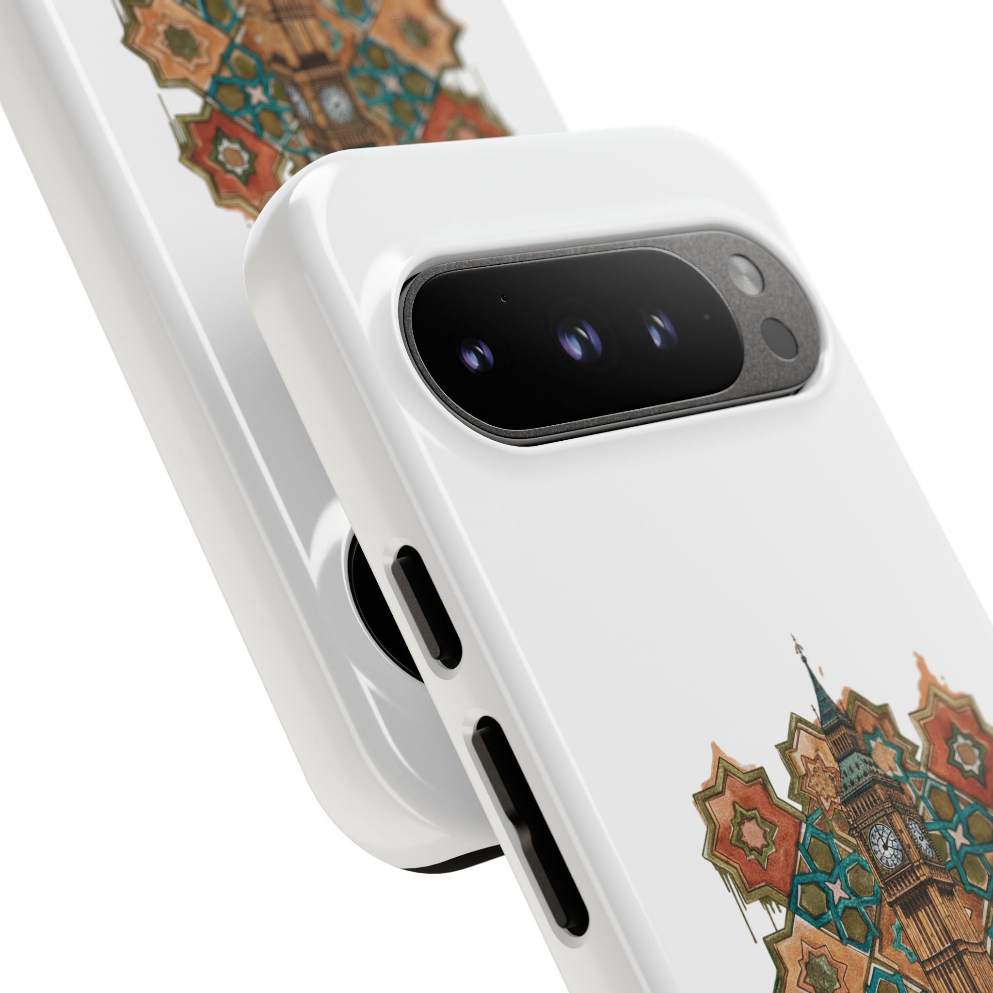 Cairo × London Phone Case — Vintage Mosaic Pyramids & Big Ben Travel Design