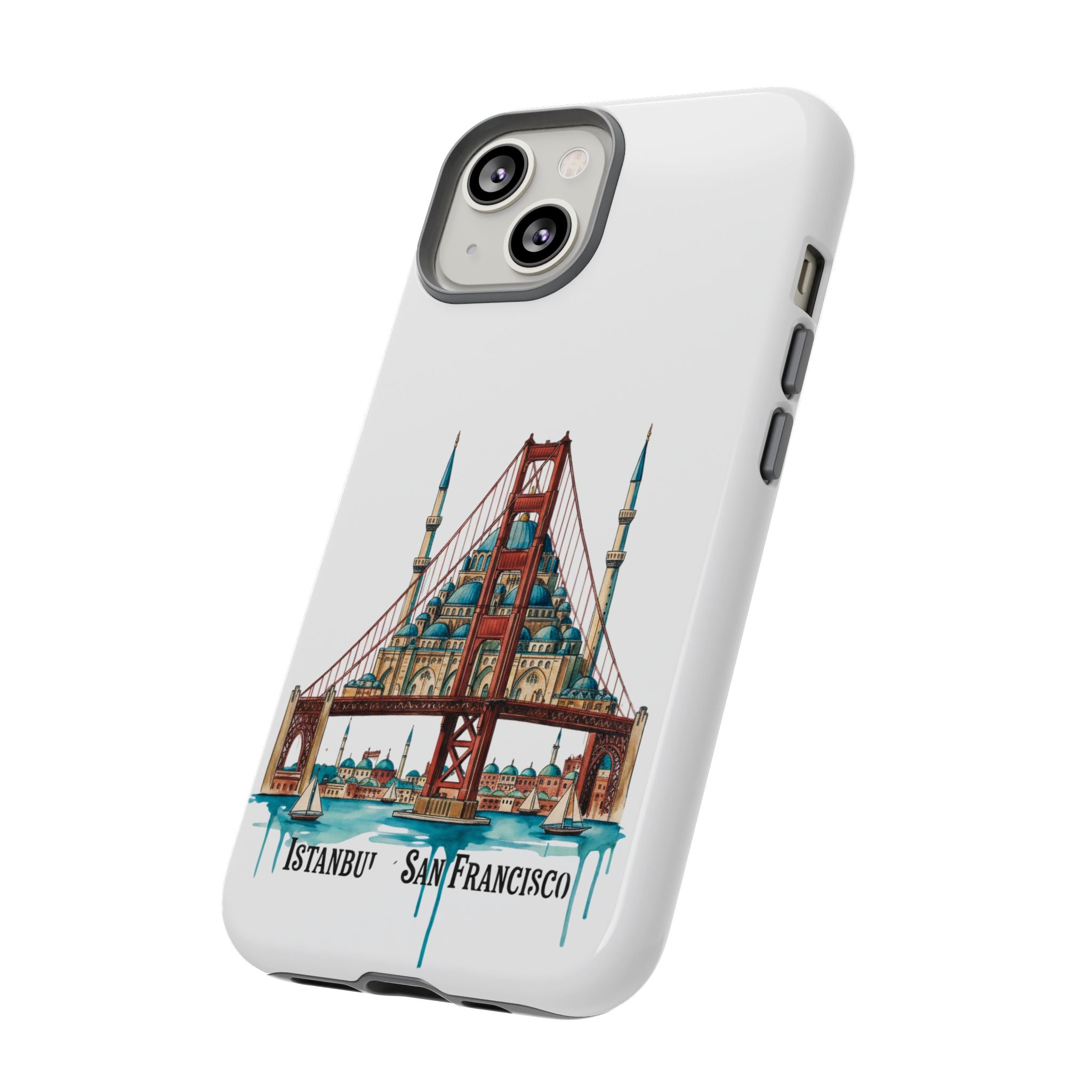 City Bridge Phone Case — Istanbul × San Francisco Illustrated Travel Design