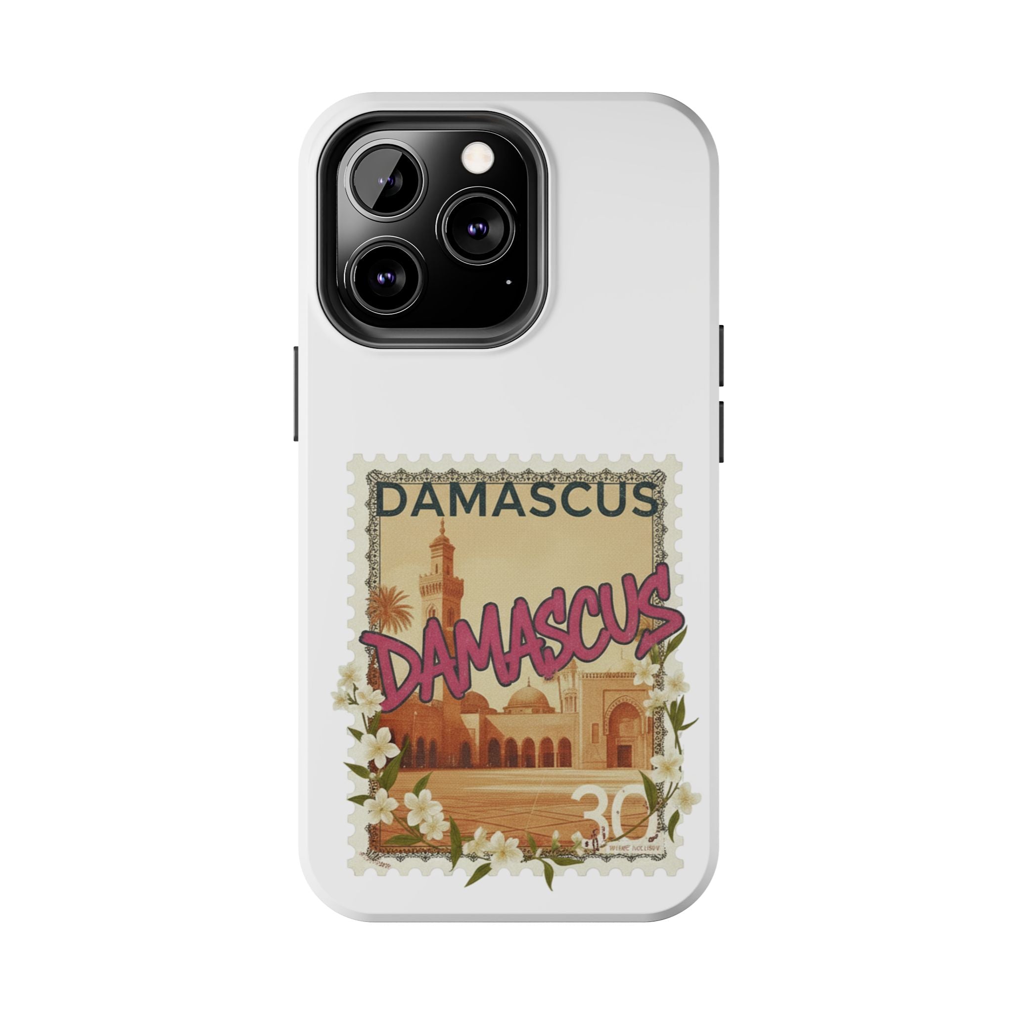 Damascus Vintage Stamp Tough Phone Case — Retro Travel Phone Cover
